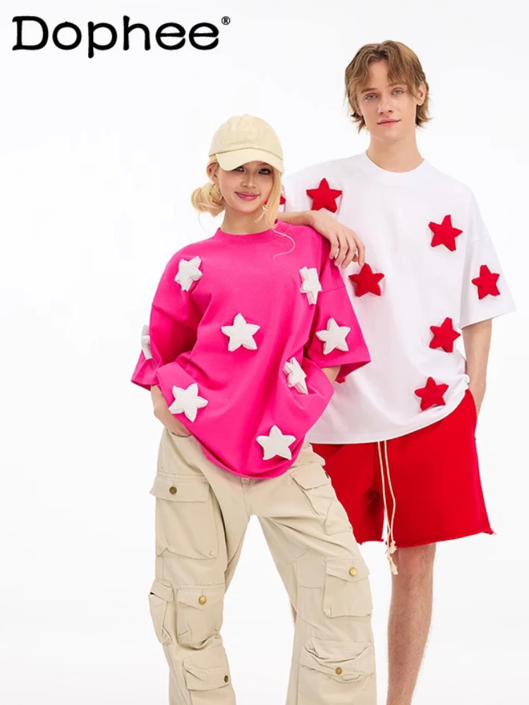 Couple 2025 Male Spring Summer New Tees Full Body Three-dimensional Five-pointed Star Color Matching Loose Short-sleeve T-shirts
Couple 2025 Male Spring Summer New Tees Full Body Three-dimensional Five-pointed Star Color Matching Loose Short-sleeve T-shirts