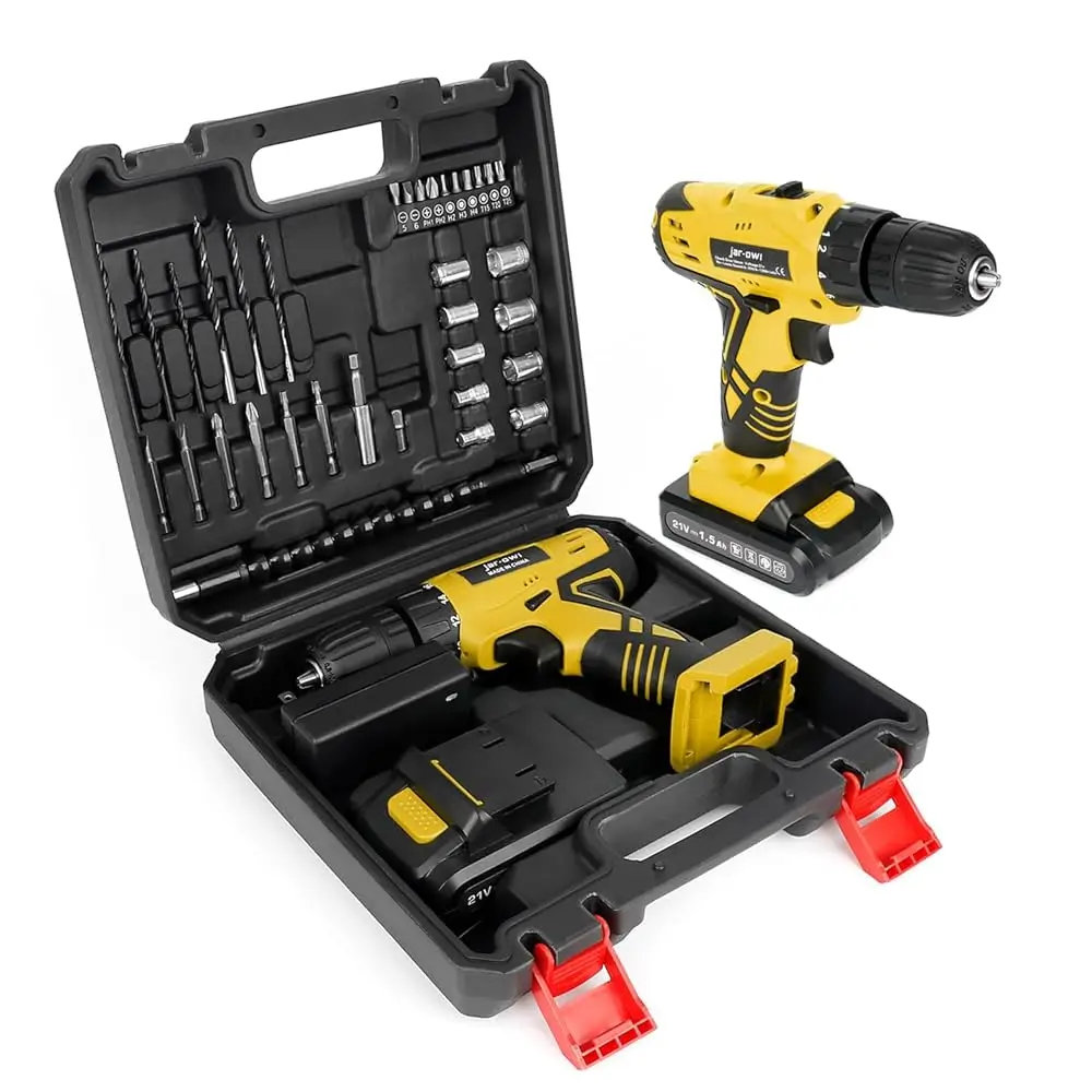 Portable 21V Power Drill Set With 37Pcs Drill Bit,Cordl Drill Kit With Battery And Charger, Home Tool Kit With Electric
Portable 21V Power Drill Set With 37Pcs Drill Bit,Cordl Drill Kit With Battery And Charger, Home Tool Kit With Electric