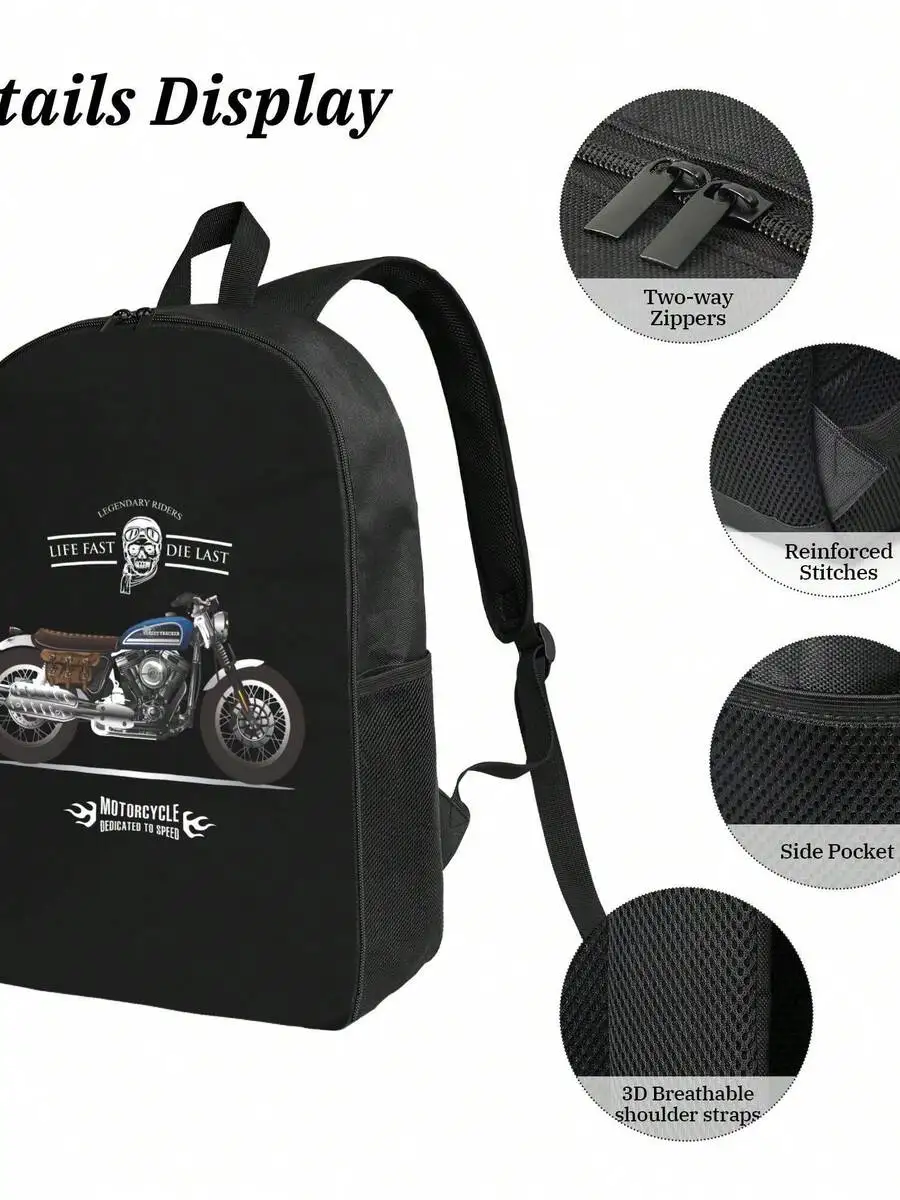 Motorcycle Print Backpack For Men And Women Stylish Durable Waterproof Casual Travel School College Bag Large Capacity
Motorcycle Print Backpack For Men And Women Stylish Durable Waterproof Casual Travel School College Bag Large Capacity