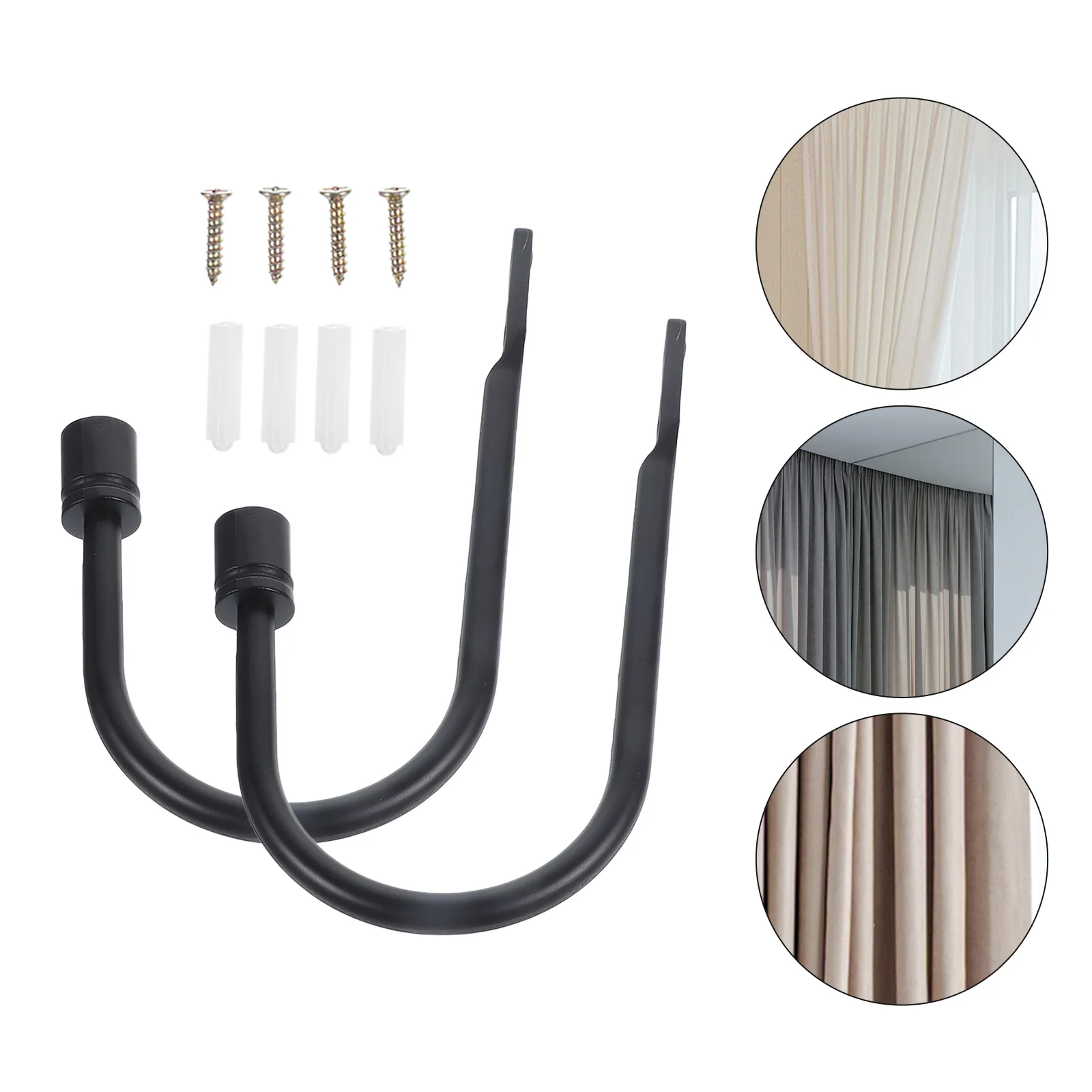 2pcs Curtain Hooks Bright Black Wall Mounted Holdbacks Smooth Edge Metal Drapery Hooks Bedroom Bathroom Living Room Decor
2pcs Curtain Hooks Bright Black Wall Mounted Holdbacks Smooth Edge Metal Drapery Hooks Bedroom Bathroom Living Room Decor