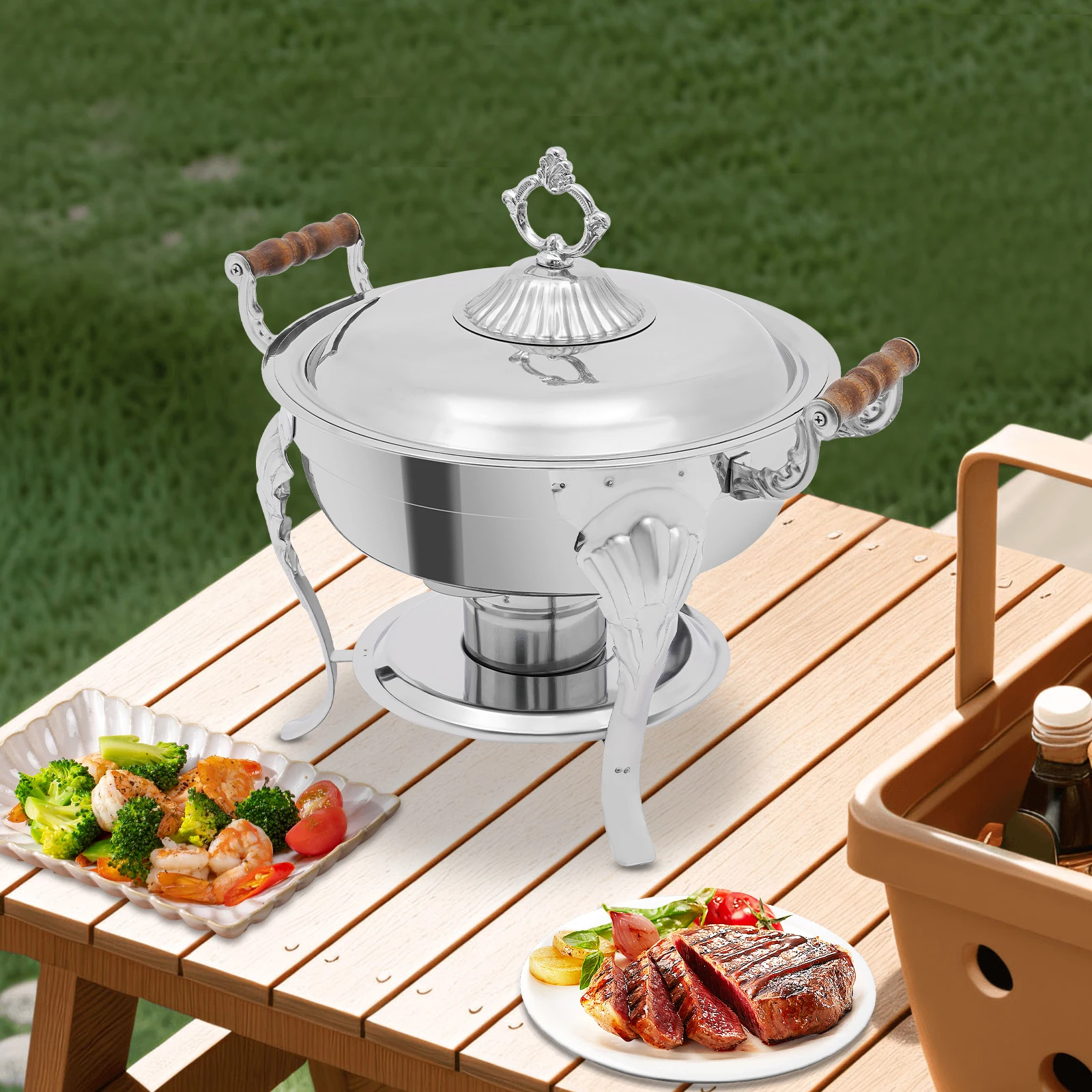 Stainless Steel Round Buffet Server,Silver Round Countertop Chafing Dish 43*40cm for Large Gatherings,Events 
Stainless Steel Round Buffet Server,Silver Round Countertop Chafing Dish 43*40cm for Large Gatherings,Events