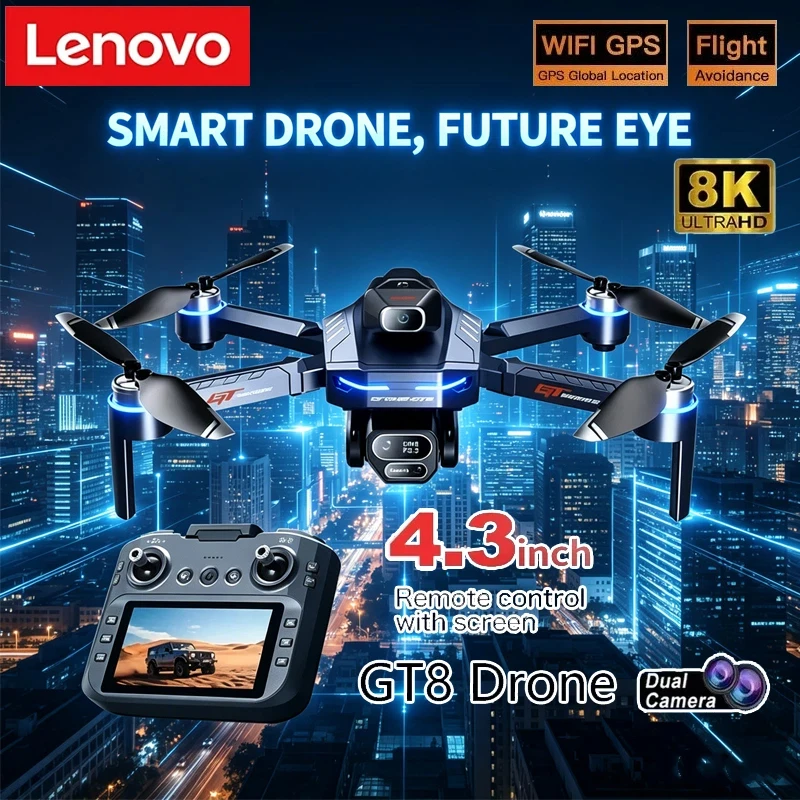 Lenovo GT8 GPS Drone, 8K Dual Camera, Brushless Motor, Optical Flow Hover, Foldable FPV Quadcopter, Aerial Photography RC Drone
Lenovo GT8 GPS Drone, 8K Dual Camera, Brushless Motor, Optical Flow Hover, Foldable FPV Quadcopter, Aerial Photography RC Drone