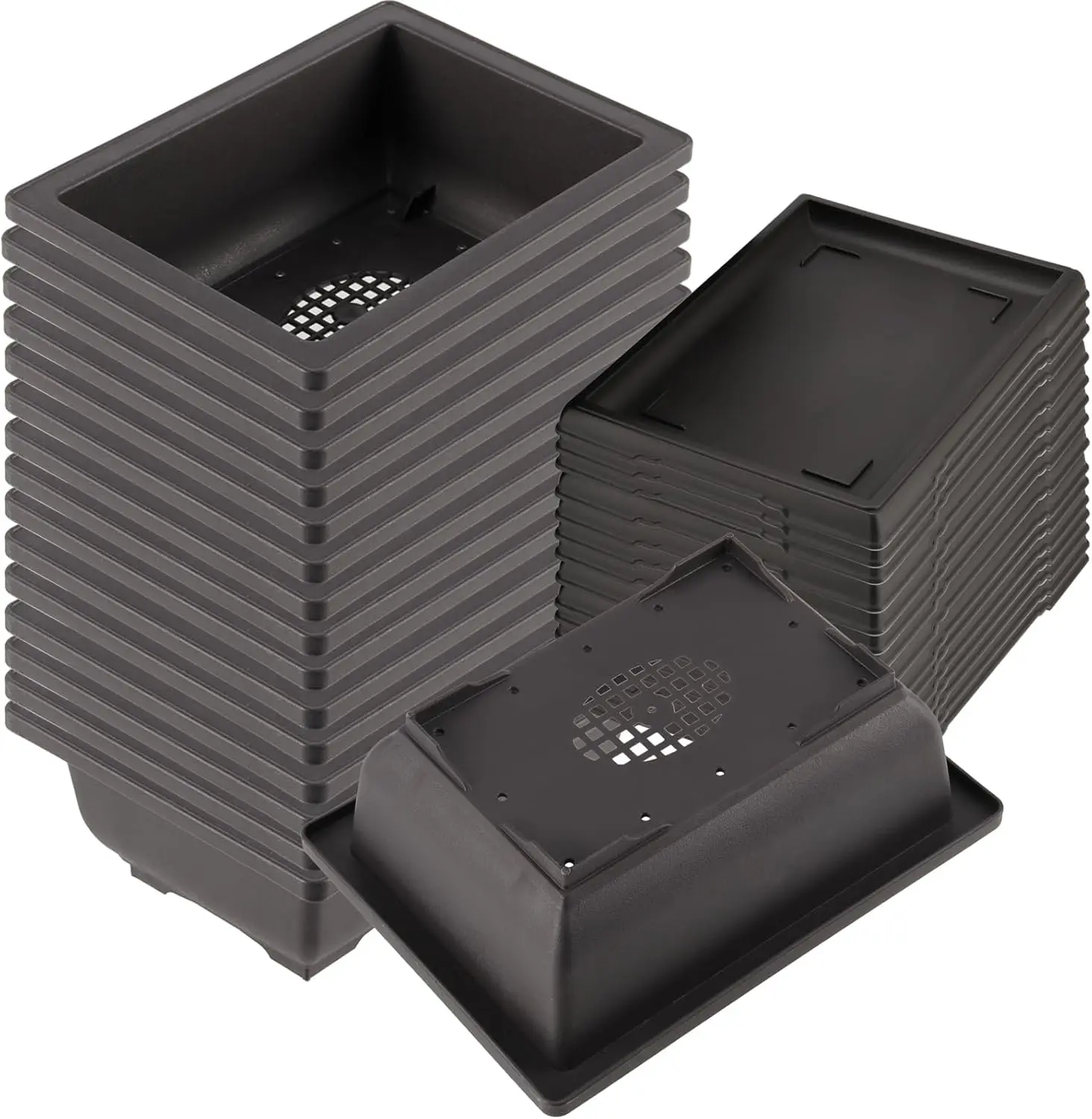 15 Pcs 6.5" Rectangular Plastic Plant Pots with Trays, Bonsai Training Containers for Succulents, Flowers, Indoor Garden
15 Pcs 6.5" Rectangular Plastic Plant Pots with Trays, Bonsai Training Containers for Succulents, Flowers, Indoor Garden