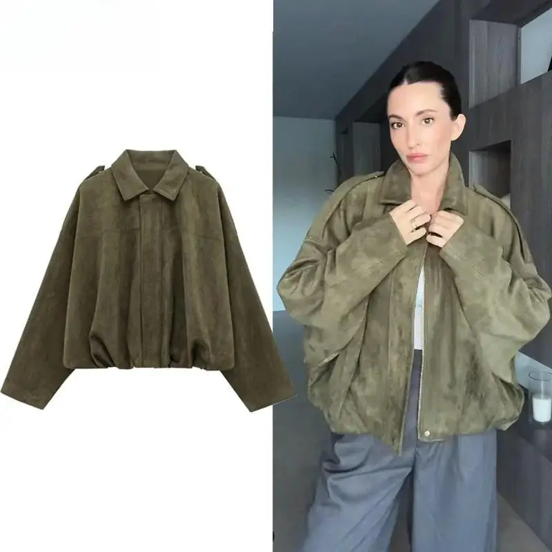 2025 Women's Jackets Cropped Suede Jacket Women Demi-Season Bomber Jackets Long Sleeve Coats Zipper Solid Coats
2025 Women's Jackets Cropped Suede Jacket Women Demi-Season Bomber Jackets Long Sleeve Coats Zipper Solid Coats