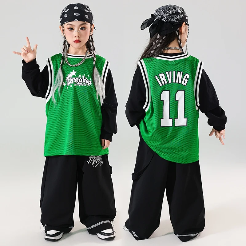 Fashion Ballroom Hip Hop Dance Costumes For Girls Green Vest Loose Pants Outfits Kpop Stage Costumes Jazz Dance Wear DQS18417
Fashion Ballroom Hip Hop Dance Costumes For Girls Green Vest Loose Pants Outfits Kpop Stage Costumes Jazz Dance Wear DQS18417