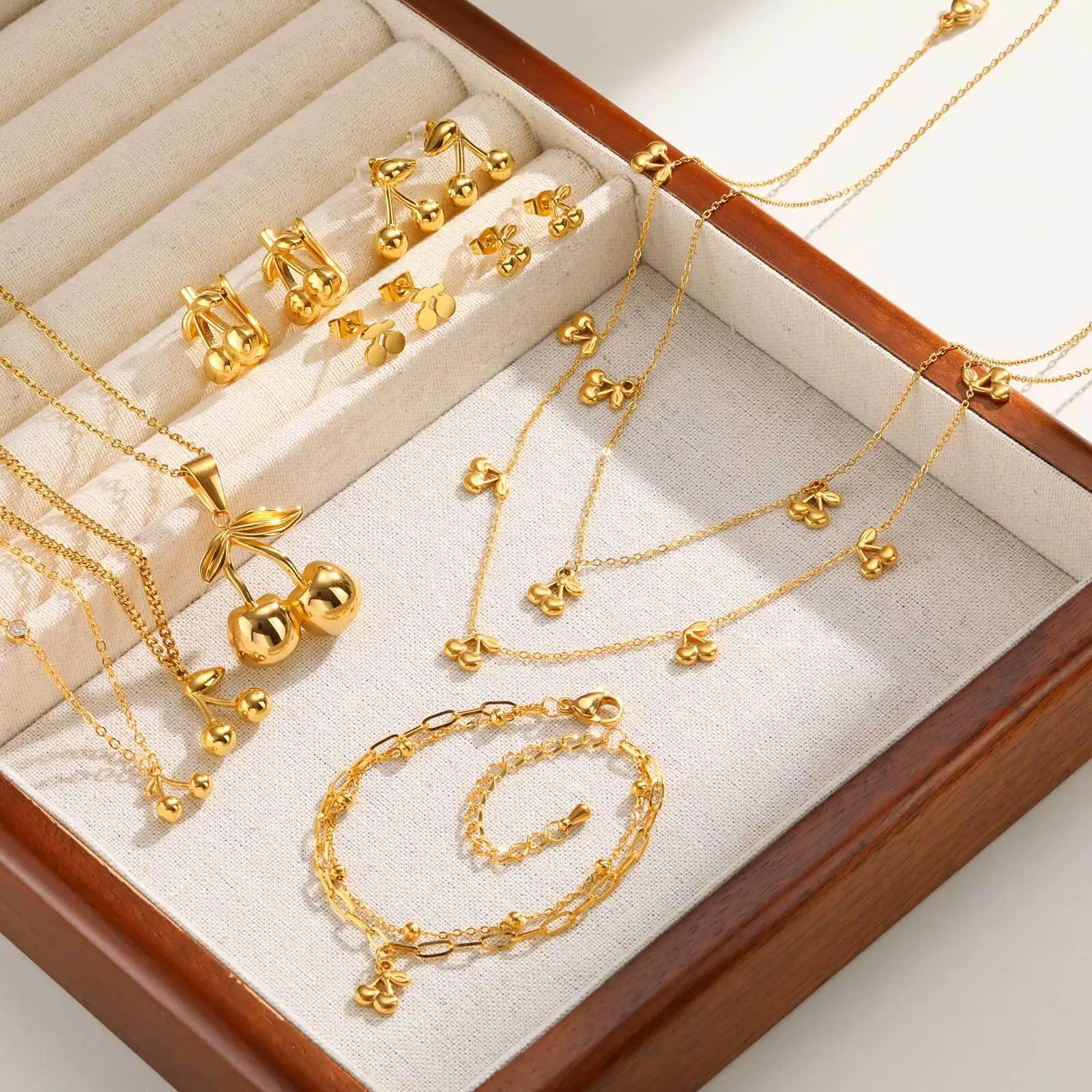316L Stainless Steel Cherry Necklace For Women, Waterproof Gold Plated Trendy Collar Jewelry
316L Stainless Steel Cherry Necklace For Women, Waterproof Gold Plated Trendy Collar Jewelry