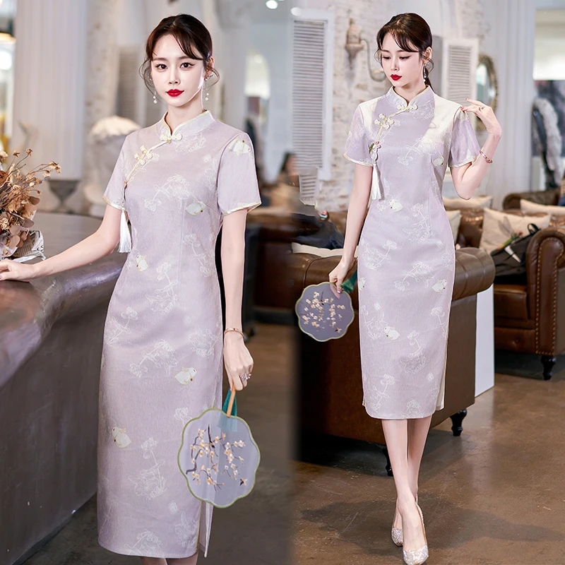 New Chinese Traditional Improved Cheongsam Purple Short Sleeve Young Daily Wear Qipao Dress
New Chinese Traditional Improved Cheongsam Purple Short Sleeve Young Daily Wear Qipao Dress