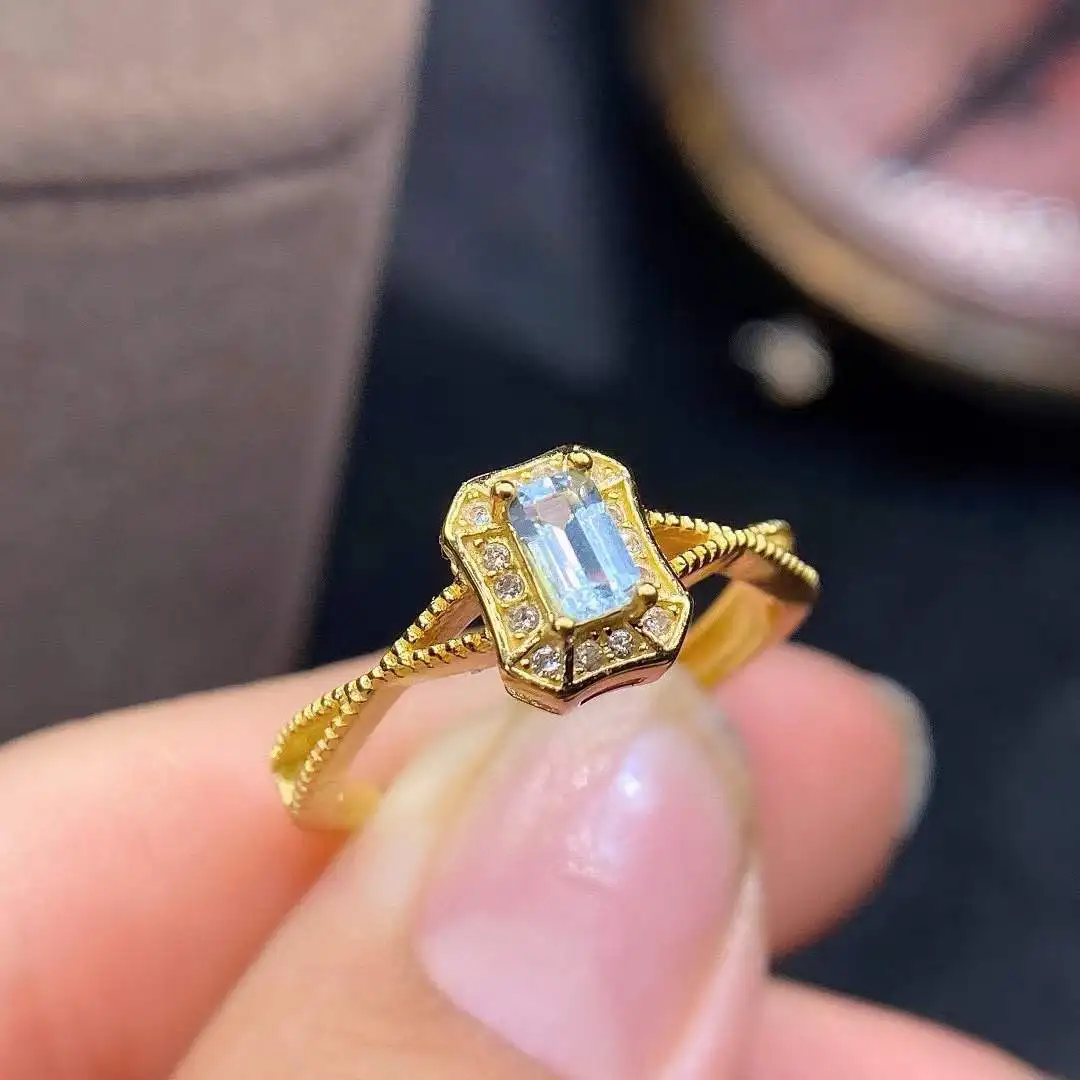 New Luxury 925 Sterling Silver Fashion Natural Aquamarine Ring For Women Wedding Ring
New Luxury 925 Sterling Silver Fashion Natural Aquamarine Ring For Women Wedding Ring