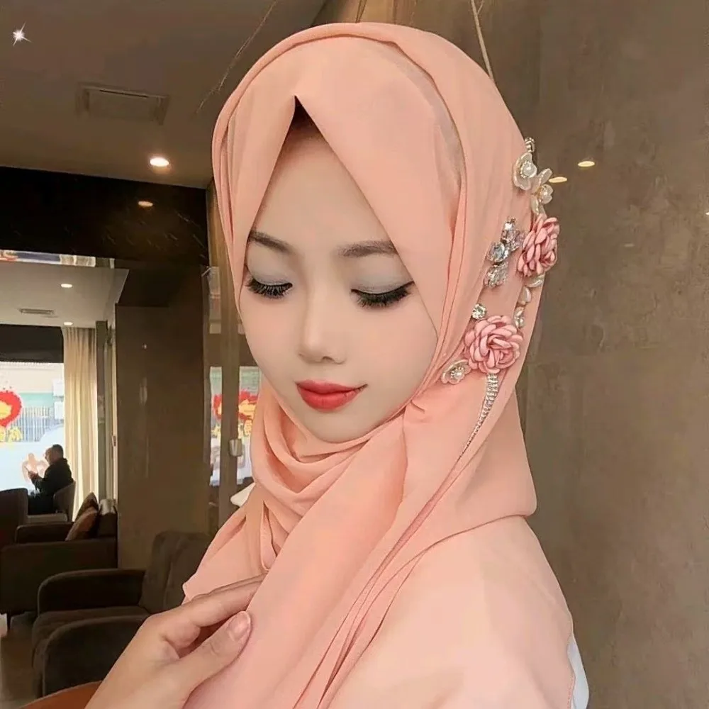 Elegant Pearl Chiffon Head Wraps Long Gauze Rhinestone Chiffon Scarf Solid Color Full Cover Plain Hijab
Elegant Pearl Chiffon Head Wraps Long Gauze Rhinestone Chiffon Scarf Solid Color Full Cover Plain Hijab