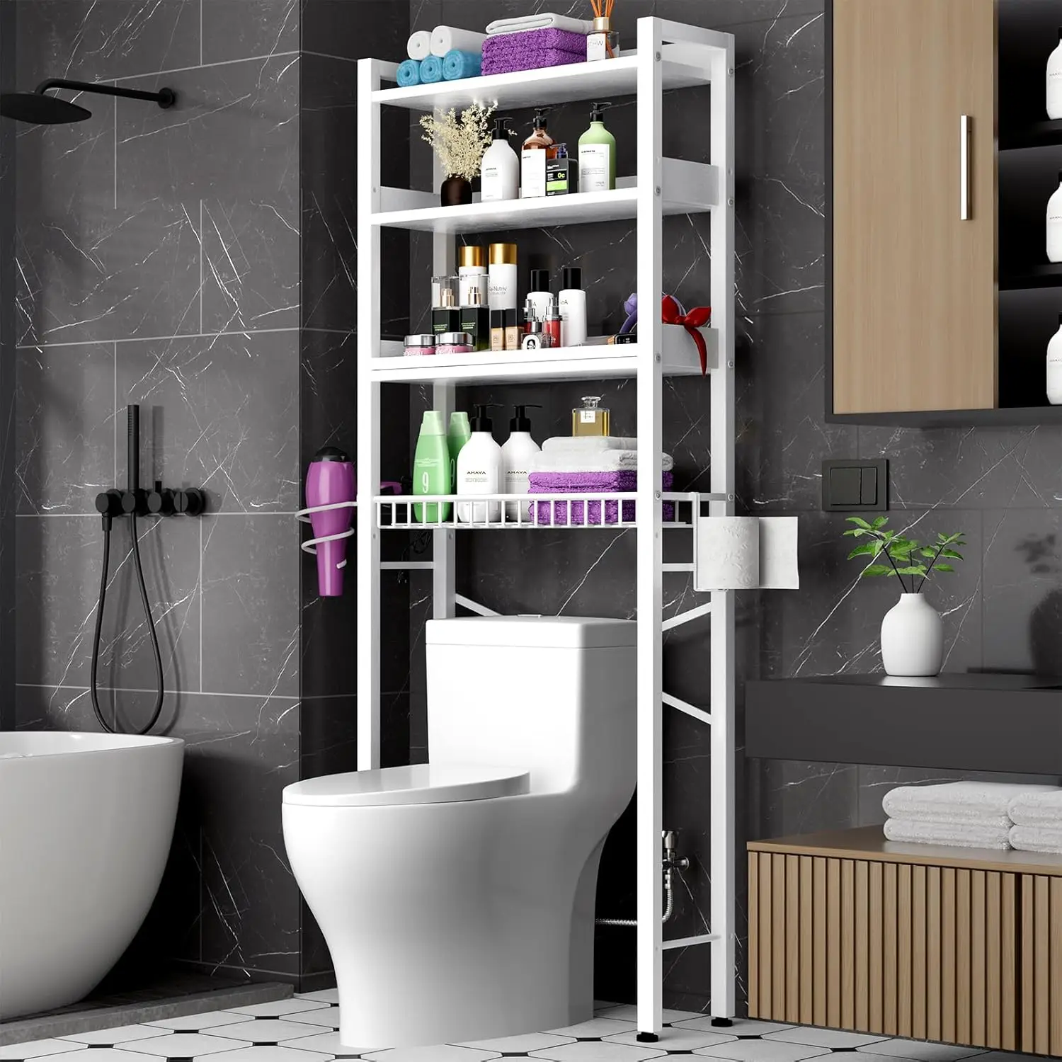 Over The Toilet Storage Cabinet,4 Tier Bathroom Organizer and Storage With Adjustable Shelf Waterproof Feet Pad and, Customized
Over The Toilet Storage Cabinet,4 Tier Bathroom Organizer and Storage With Adjustable Shelf Waterproof Feet Pad and, Customized
