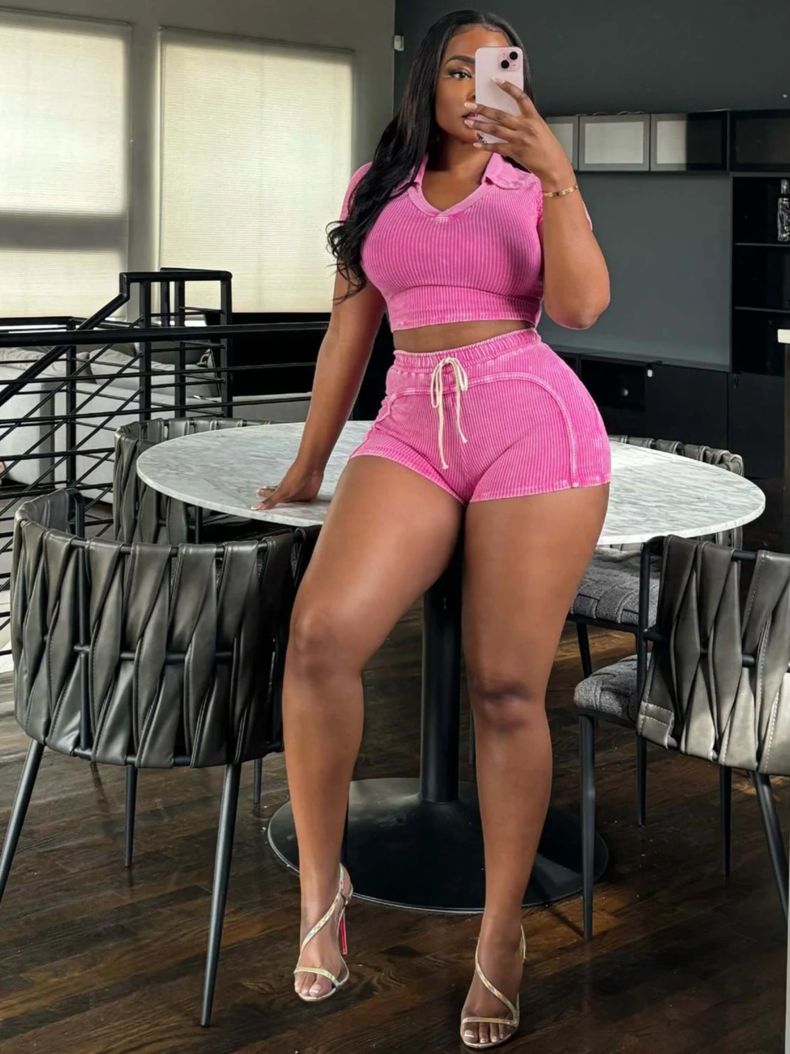 Chic Women 2 Piece Tracksuit Short Sleeve Rib Knit Washed Sport Jogging Outfits Summer Fitness Skinny Two Piece Shorts Set
Chic Women 2 Piece Tracksuit Short Sleeve Rib Knit Washed Sport Jogging Outfits Summer Fitness Skinny Two Piece Shorts Set
