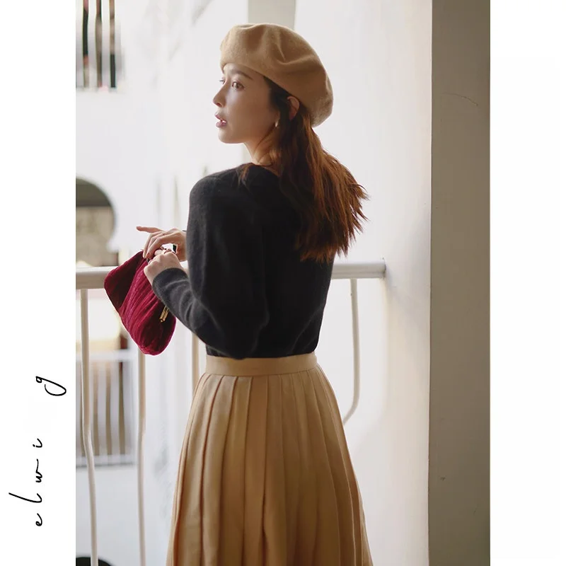 Elwing Original Retro Sle Women's Knitted Wool Sweater Winter New Caramel Color ort Rabbit Fur Sve Square Collar Top
Elwing Original Retro Sle Women's Knitted Wool Sweater Winter New Caramel Color ort Rabbit Fur Sve Square Collar Top