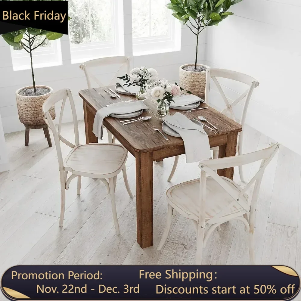 Solid Wood Dining Table, Kitchen Table with Square Legs, 46" x 30", Seats 4, Rustic Finish for Indoor or Outdoor Use
Solid Wood Dining Table, Kitchen Table with Square Legs, 46" x 30", Seats 4, Rustic Finish for Indoor or Outdoor Use
