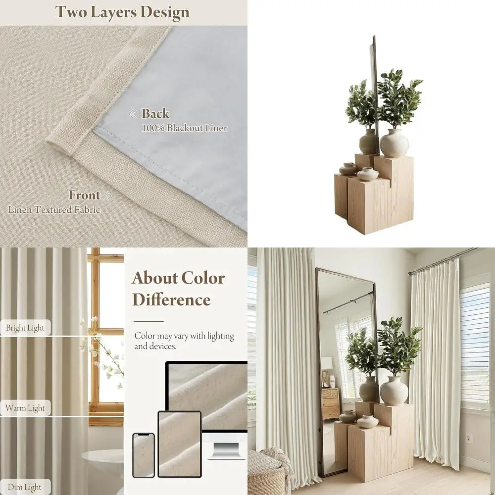 Thermal Insulated Beige Pinch Pleated Linen Curtains, 2 Layers, 40W x 84L, Set of 2 for Bedroom & Living Room
Thermal Insulated Beige Pinch Pleated Linen Curtains, 2 Layers, 40W x 84L, Set of 2 for Bedroom & Living Room