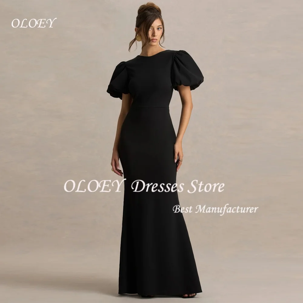 OLOEY Black Women's Evening Gown Mermaid Floor Length Formal Party Dress Short Puff Sleeves Saudi Dress With Bow Prom Dress
OLOEY Black Women's Evening Gown Mermaid Floor Length Formal Party Dress Short Puff Sleeves Saudi Dress With Bow Prom Dress