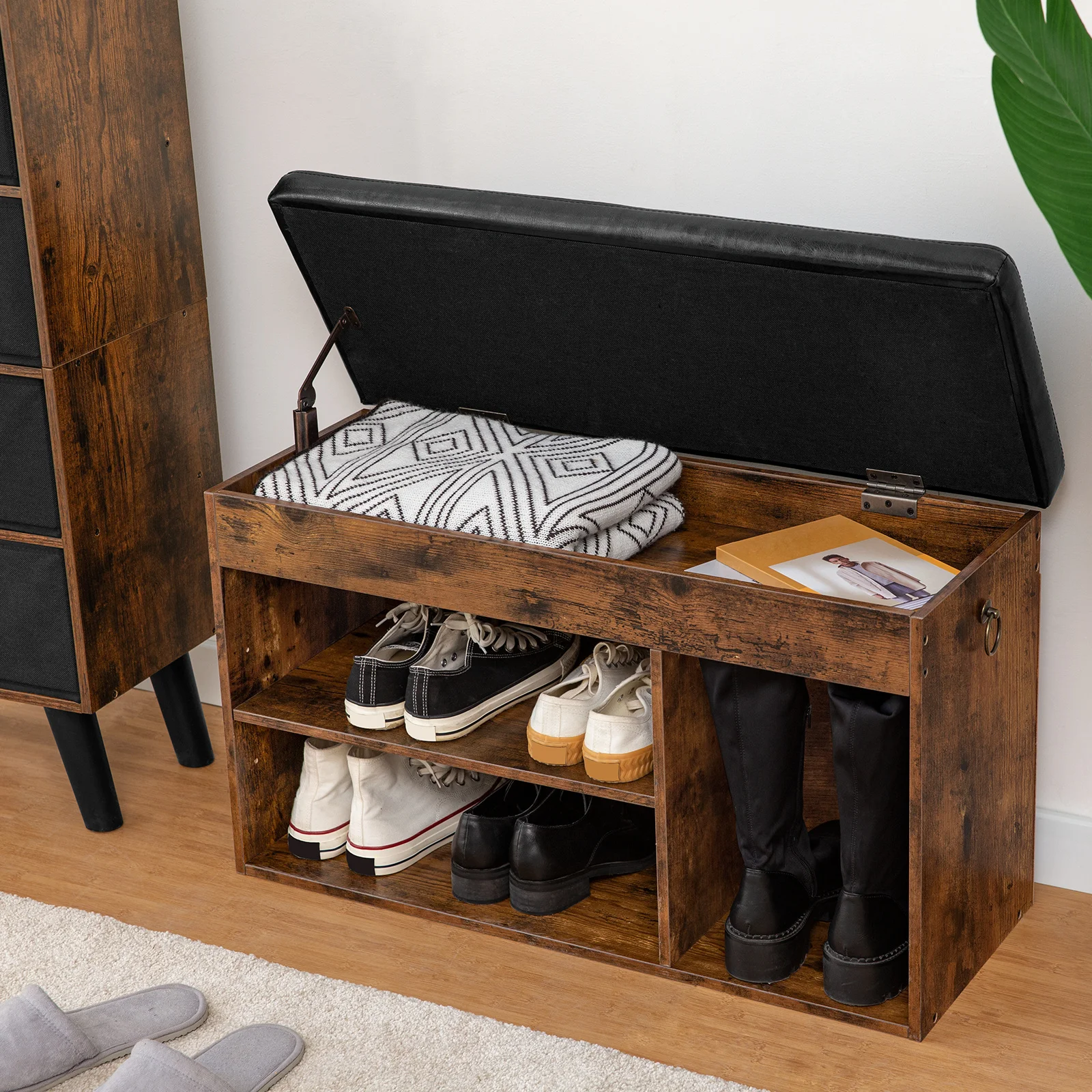 Rustic Brown, Shoe Storage Bench, Entryway Bench with Flip-Open Storage Box and Adjustable Shelf, Shoe Rack with Hidden
Rustic Brown, Shoe Storage Bench, Entryway Bench with Flip-Open Storage Box and Adjustable Shelf, Shoe Rack with Hidden