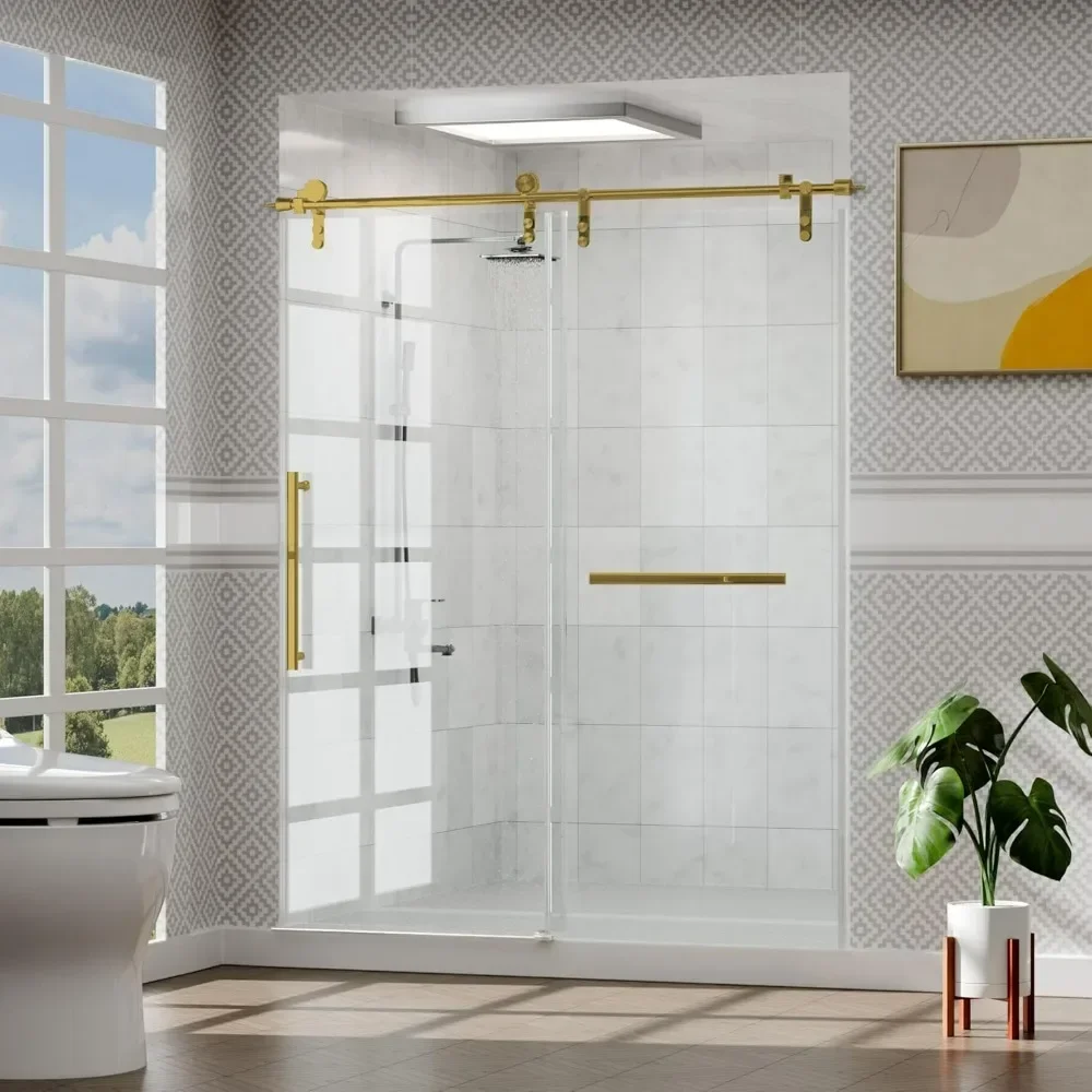 Frameless Slidable Shower Door,56-60" W × 76" H, 5/16" Clear Tempered Glass, Gold Stainless Steel Handle, Noiseless Shower Door
Frameless Slidable Shower Door,56-60" W × 76" H, 5/16" Clear Tempered Glass, Gold Stainless Steel Handle, Noiseless Shower Door
