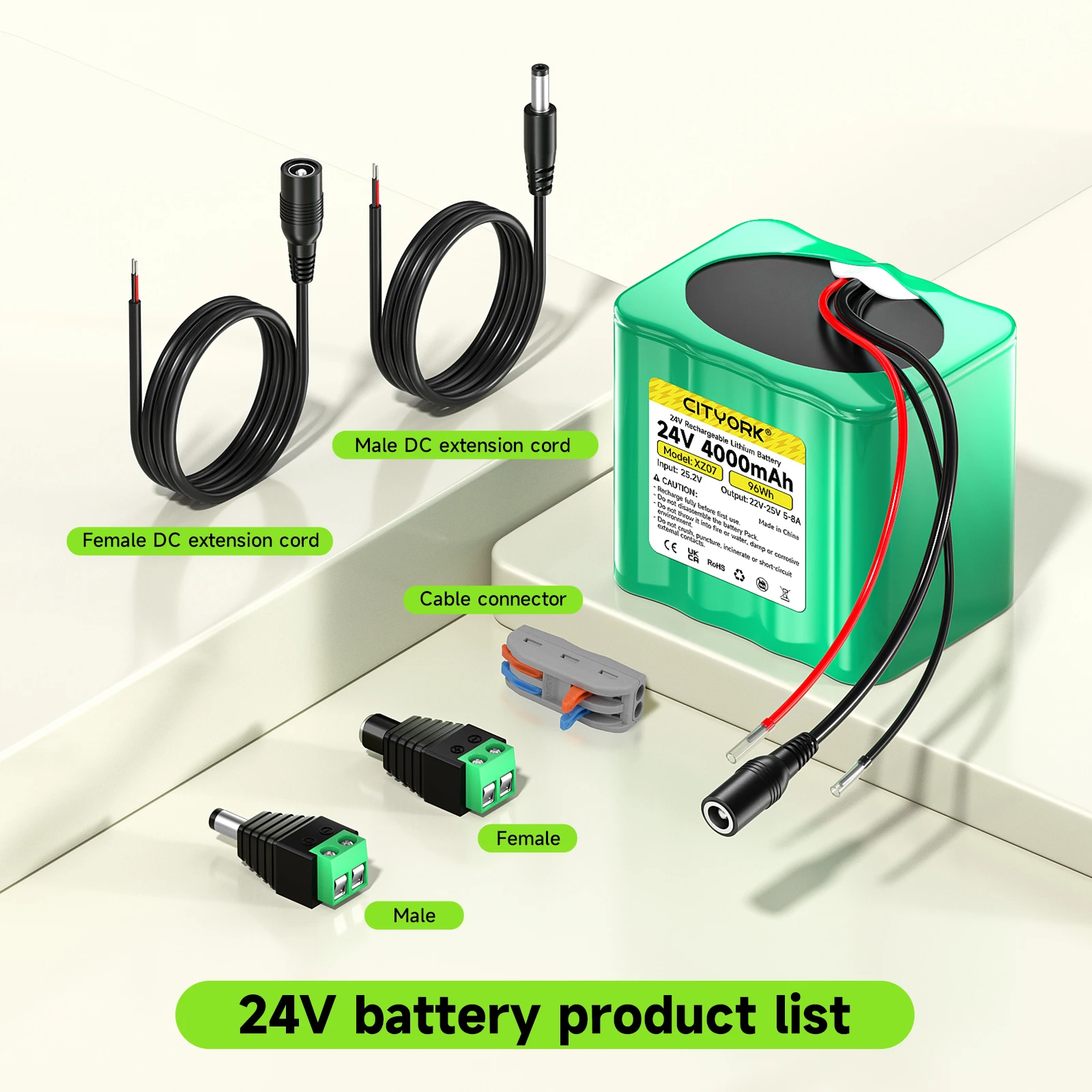 24V Lithium Rechargeable 4000mAh Battery with Charger+Plug Adapter+Connection Line For 24V 4Ah Devices Diy Toy Car Power Supply
24V Lithium Rechargeable 4000mAh Battery with Charger+Plug Adapter+Connection Line For 24V 4Ah Devices Diy Toy Car Power Supply