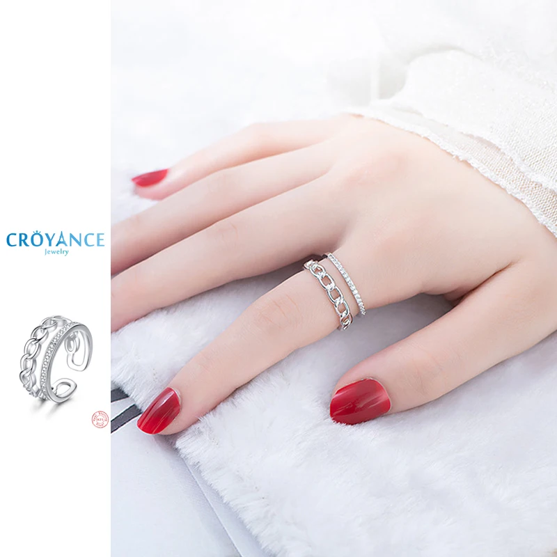 Fashion Personality O Link Chain Features Double Layers Rhinestone Adjustable Rings Women 925 Sterling Silver Jewelry FingerRing
Fashion Personality O Link Chain Features Double Layers Rhinestone Adjustable Rings Women 925 Sterling Silver Jewelry FingerRing