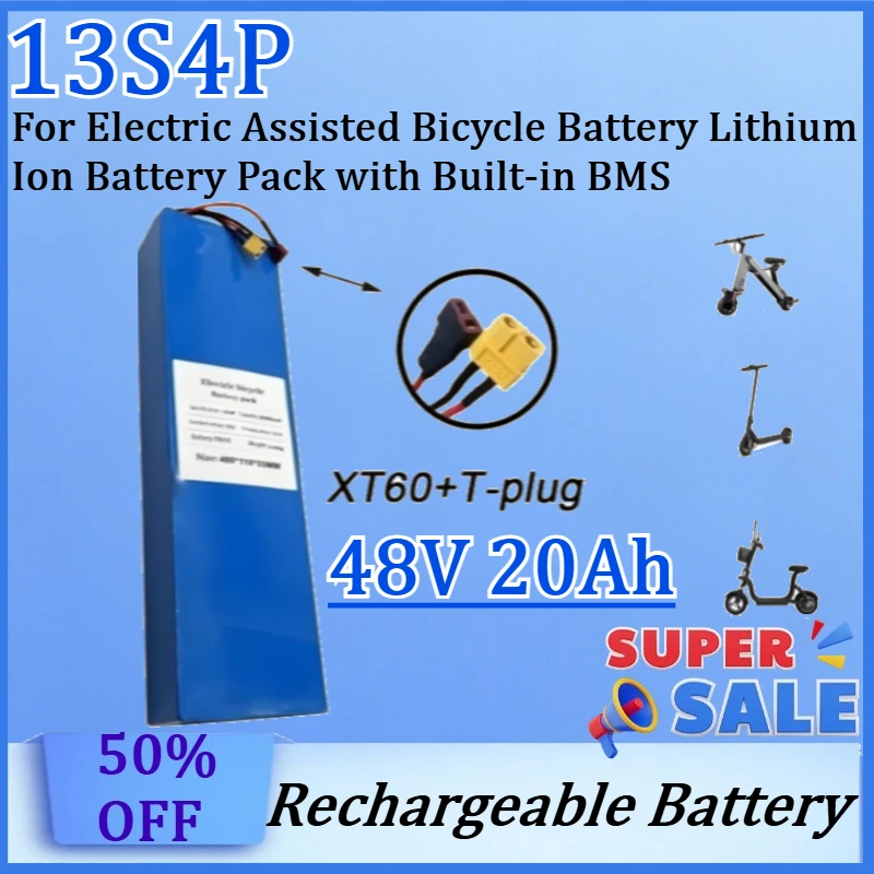 New 13S4P 48V 20Ah 18650 high quality Battery for Electric Assisted Bicycle Battery Lithium Ion Battery Pack with Built-in BMS
New 13S4P 48V 20Ah 18650 high quality Battery for Electric Assisted Bicycle Battery Lithium Ion Battery Pack with Built-in BMS