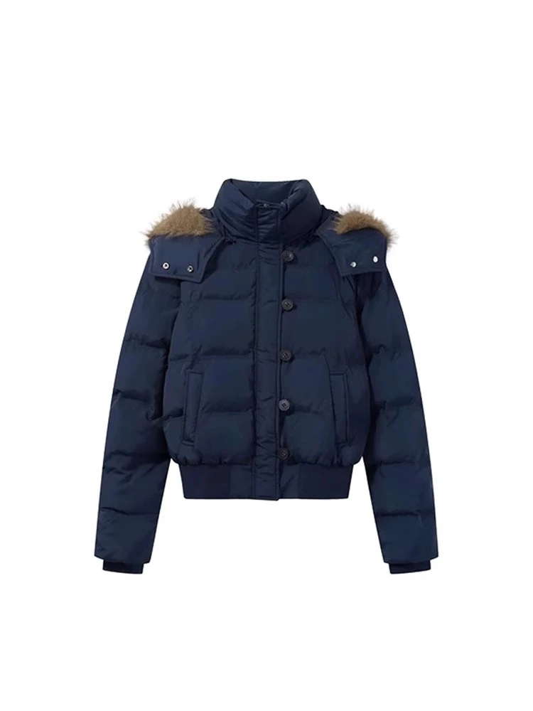 Loose Fit Warm Cotton Jacket Women's Winter Outerwear Hooded Large Fur Collar Short Style Korean Version Long Sleeve Zipper
Loose Fit Warm Cotton Jacket Women's Winter Outerwear Hooded Large Fur Collar Short Style Korean Version Long Sleeve Zipper