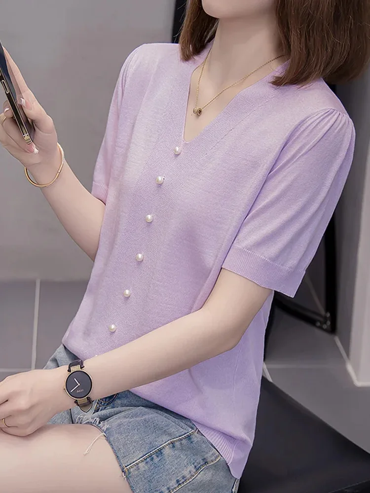 Plus Size 4XL Sweater Women Beading Knit Pullover T-shirts 2024 Summer Short Sleeve Fashion Stylish Chic Ladies Knitwear Tees
Plus Size 4XL Sweater Women Beading Knit Pullover T-shirts 2024 Summer Short Sleeve Fashion Stylish Chic Ladies Knitwear Tees