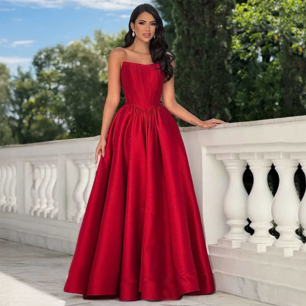 Elegant Prom Dress Red Satin Strapless Sleeveless Ruched A Line Prom Gowns for Women 2025 Princess Formal Party Dresses Long
Elegant Prom Dress Red Satin Strapless Sleeveless Ruched A Line Prom Gowns for Women 2025 Princess Formal Party Dresses Long