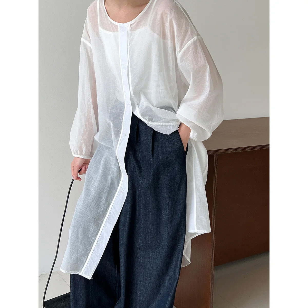 Lightweight Semi-transparent Long Cover-up Shirt Dress For Women Summer Casual Blouse
Lightweight Semi-transparent Long Cover-up Shirt Dress For Women Summer Casual Blouse
