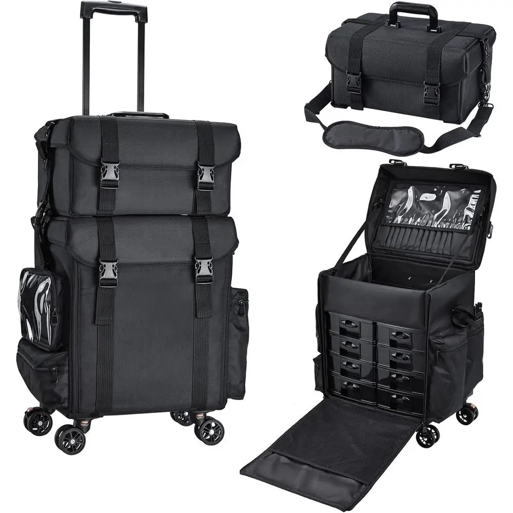 Профессиональный кейс для макияжа на колесиках с двусторонним органайзером, нейлоновый чемодан для косметологов, парикмахеров, мастеров и путешественников
Профессиональный кейс для макияжа на колесиках с двусторонним органайзером, нейлоновый чемодан для косметологов, парикмахеров, мастеров и путешественников