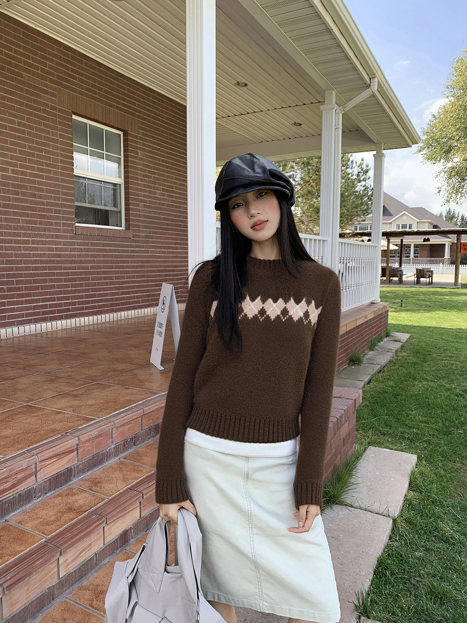 Crsu Vintage Diamond id Knitted Sweater Women's Casual Slim Fit ort Top Autumn Winter Faion Soft Knitwear round Ne
Crsu Vintage Diamond id Knitted Sweater Women's Casual Slim Fit ort Top Autumn Winter Faion Soft Knitwear round Ne