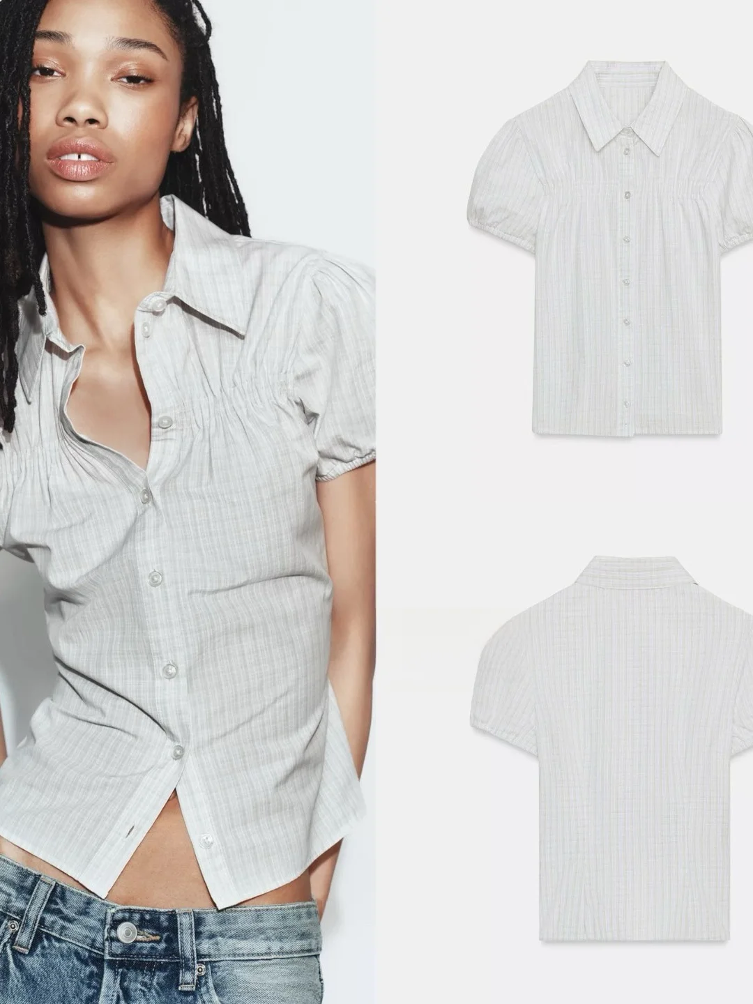 Summer 2026 Commuter Plaid Shirt Women's Short Sleeve Turn-down Collar Bubble Sleeve Versatile Top Short Length URCACHE
Summer 2026 Commuter Plaid Shirt Women's Short Sleeve Turn-down Collar Bubble Sleeve Versatile Top Short Length URCACHE