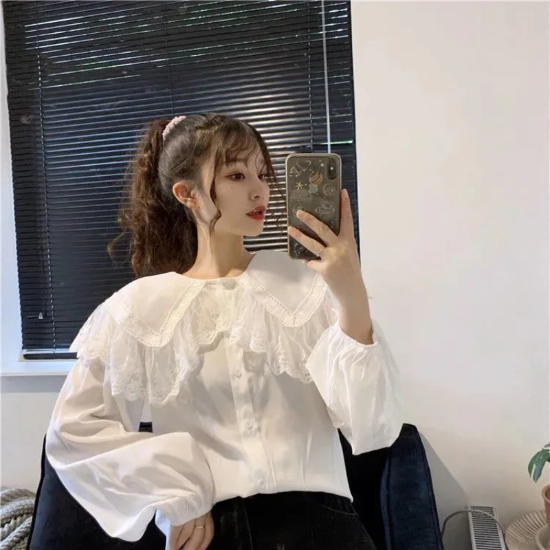 Woman Short Sleeve Blouse Female Peter Pan Collar Lace Chiffon Shirt Ladie Bottoming G382
Woman Short Sleeve Blouse Female Peter Pan Collar Lace Chiffon Shirt Ladie Bottoming G382