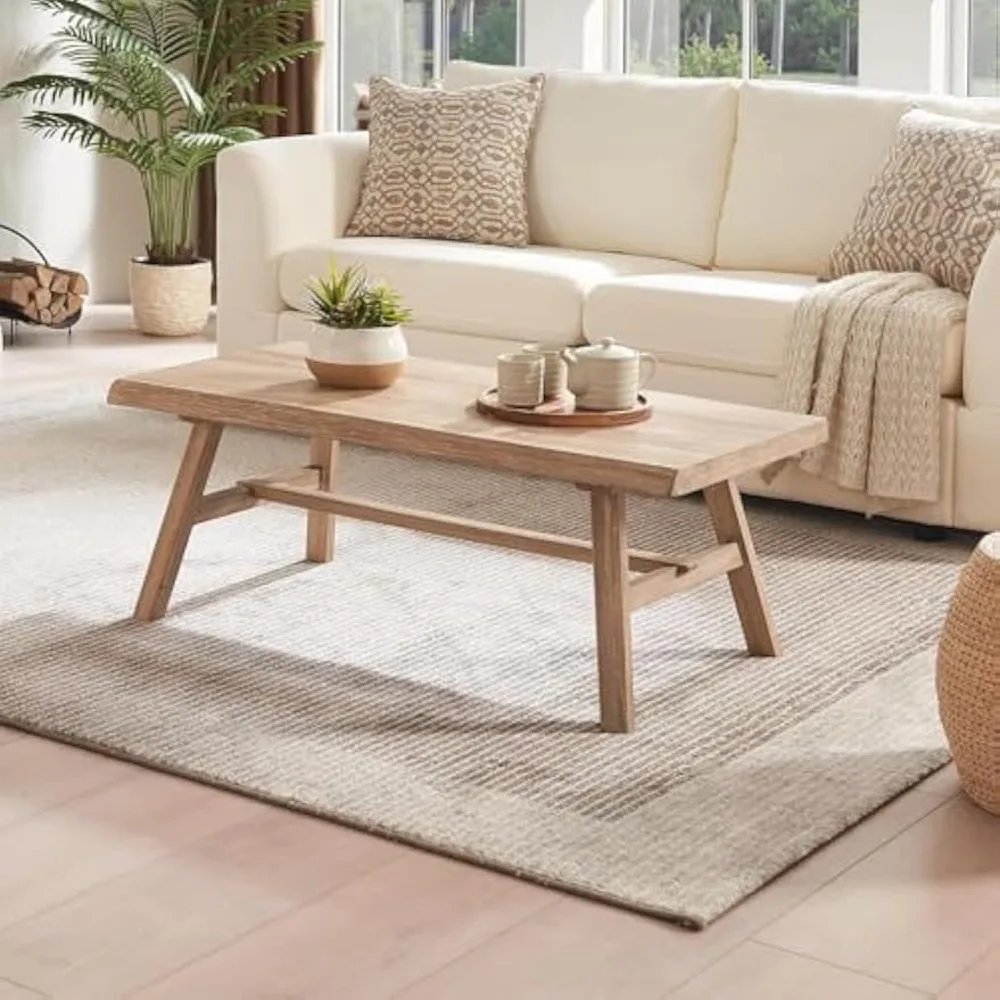 43" Farmhouse Solid Wood Coffee Table, Rustic Rectangular Center Table for Living Room, Natural
43" Farmhouse Solid Wood Coffee Table, Rustic Rectangular Center Table for Living Room, Natural