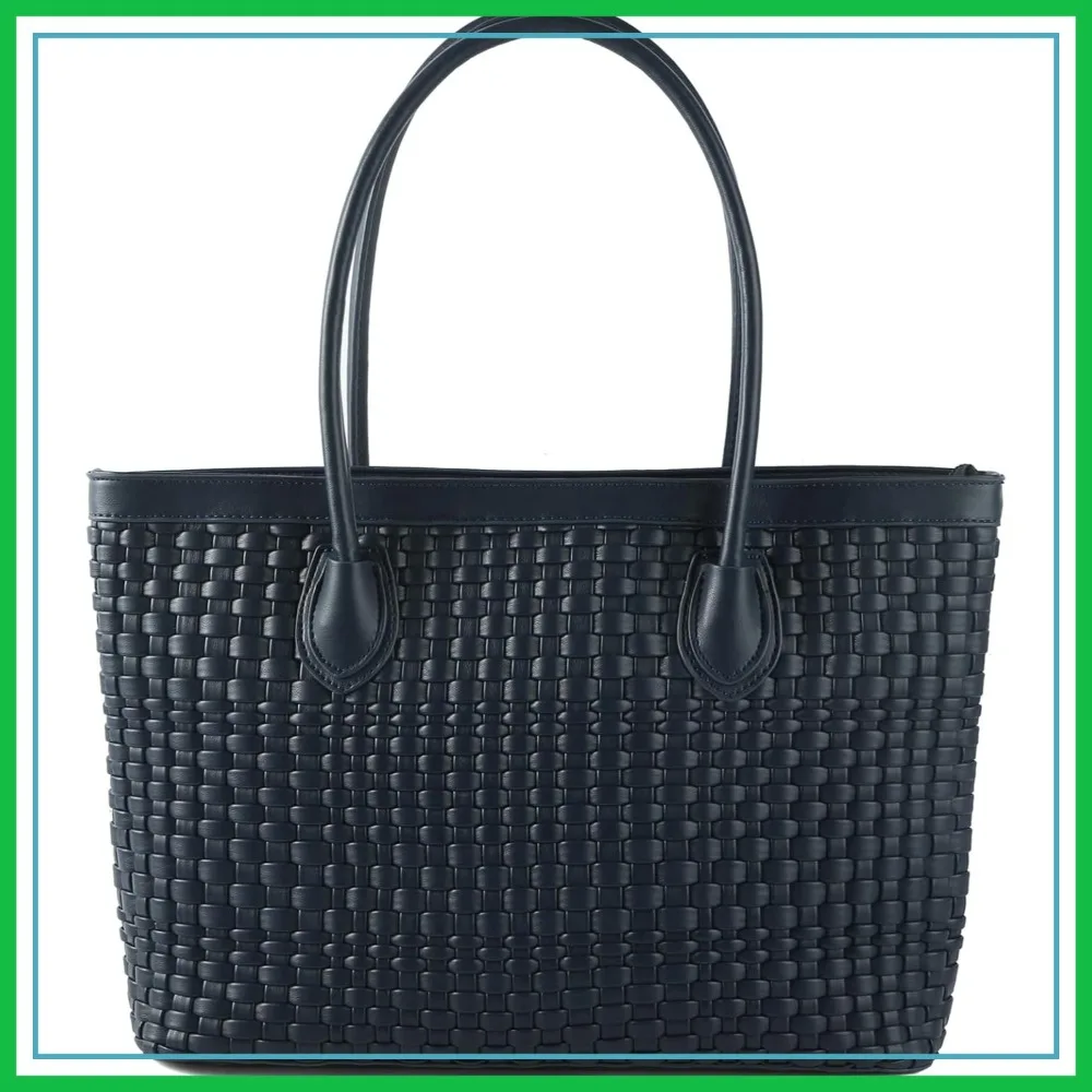 Handmade Vegan Leather Woven Tote Bag for Women, Zip Closure Shoulder Handbag, Beach Travel Bag
Handmade Vegan Leather Woven Tote Bag for Women, Zip Closure Shoulder Handbag, Beach Travel Bag