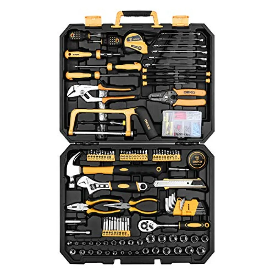 198 Piece Home Repair Tool Kit Wrench Plastic Toolbox with General Household Hand Tool Set
198 Piece Home Repair Tool Kit Wrench Plastic Toolbox with General Household Hand Tool Set
