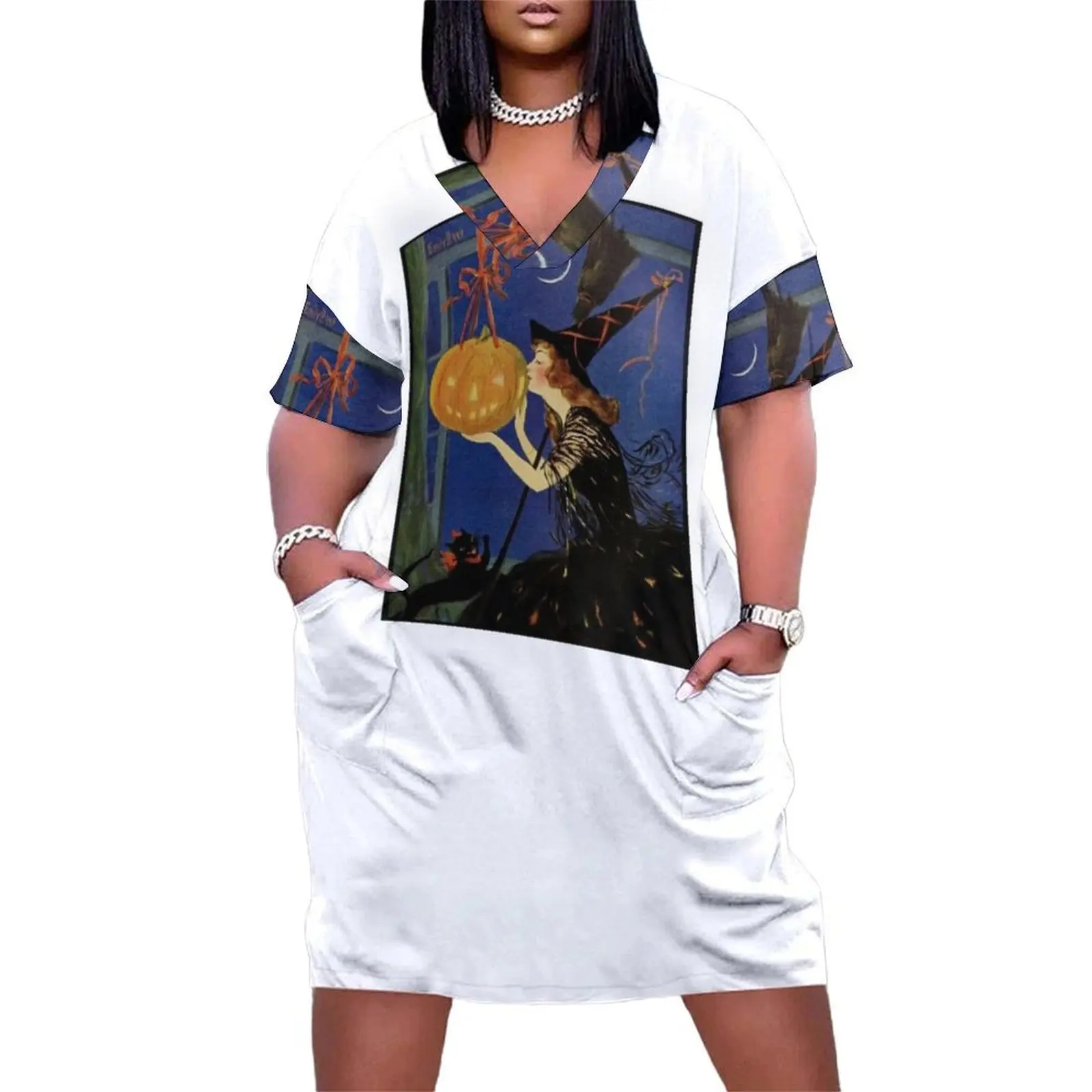 Vintage Witch Halloween Night Illustration Loose Pocket Dress womens clothing dresses summer Dresses gala
Vintage Witch Halloween Night Illustration Loose Pocket Dress womens clothing dresses summer Dresses gala