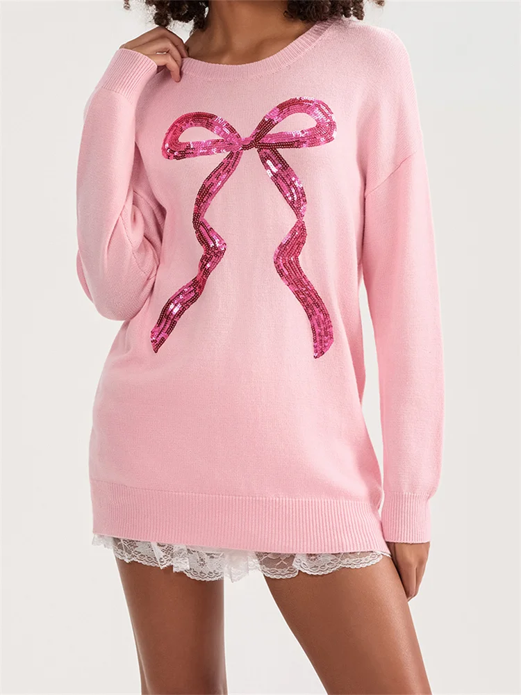 CHRONSTYLE Women Autumn Winter Knitted Sweaters Long Sleeve Round Neck Bow Print Loose Casual Knitwear Streetwear 2024 Jumpers
CHRONSTYLE Women Autumn Winter Knitted Sweaters Long Sleeve Round Neck Bow Print Loose Casual Knitwear Streetwear 2024 Jumpers