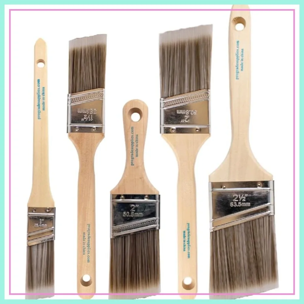 5-Pc Angled Paint Brush Set, 1-2.5 Inch Sash Brushes for Trim Walls Cabinets, Interior Exterior Painting
5-Pc Angled Paint Brush Set, 1-2.5 Inch Sash Brushes for Trim Walls Cabinets, Interior Exterior Painting