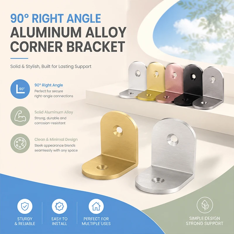 Thickened Aluminum Corner Brace 90 Degree L Shape Shelf Bracket Support Triangular Connector Angle Fixer for Wooden Furniture
Thickened Aluminum Corner Brace 90 Degree L Shape Shelf Bracket Support Triangular Connector Angle Fixer for Wooden Furniture