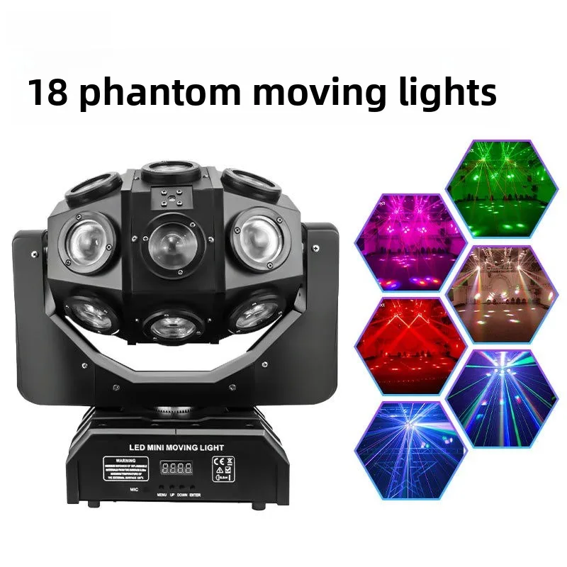 18 phantom shaking head light laser bar jumping disco bar KTV indoor beam of light stage
18 phantom shaking head light laser bar jumping disco bar KTV indoor beam of light stage