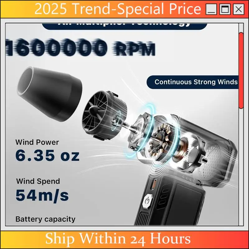 CHYY Top Turbo Jet Fan 160000 RPM Violent Fan Brushless Motor Handheld Violent Blower Wind Speed 54M/S Industrial Duct Fan
CHYY Top Turbo Jet Fan 160000 RPM Violent Fan Brushless Motor Handheld Violent Blower Wind Speed 54M/S Industrial Duct Fan
