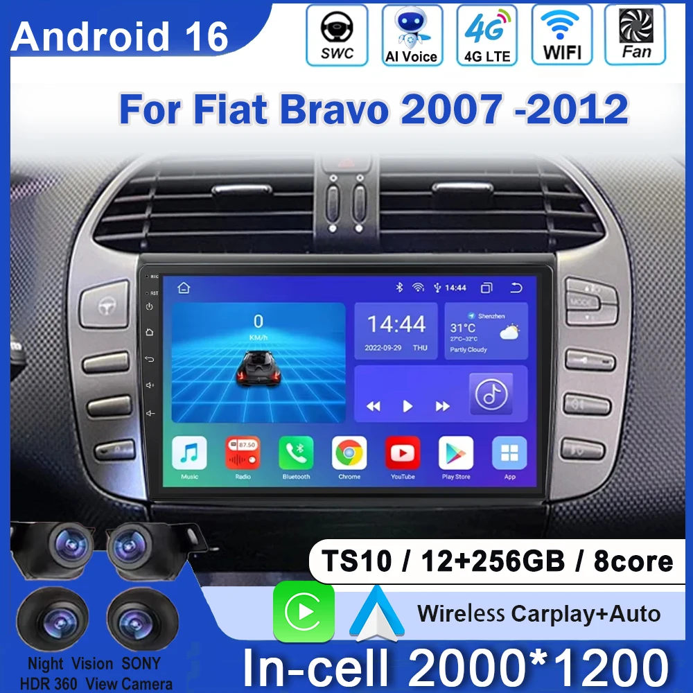 Car Radio for Fiat Bravo 2007 2008 - 2012 Wireless CarPlay Android Auto GPS Navigation SWC Intelligent Systems Screen DSP Stereo
Car Radio for Fiat Bravo 2007 2008 - 2012 Wireless CarPlay Android Auto GPS Navigation SWC Intelligent Systems Screen DSP Stereo