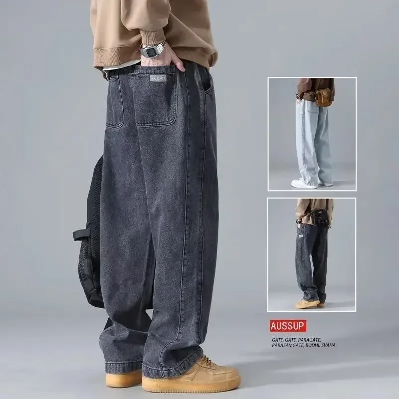 Light Blue Men's Jeans Spring Autumn Drawstring Elastic Waist Loose Straight American High Street Vibe Style Trousers
Light Blue Men's Jeans Spring Autumn Drawstring Elastic Waist Loose Straight American High Street Vibe Style Trousers