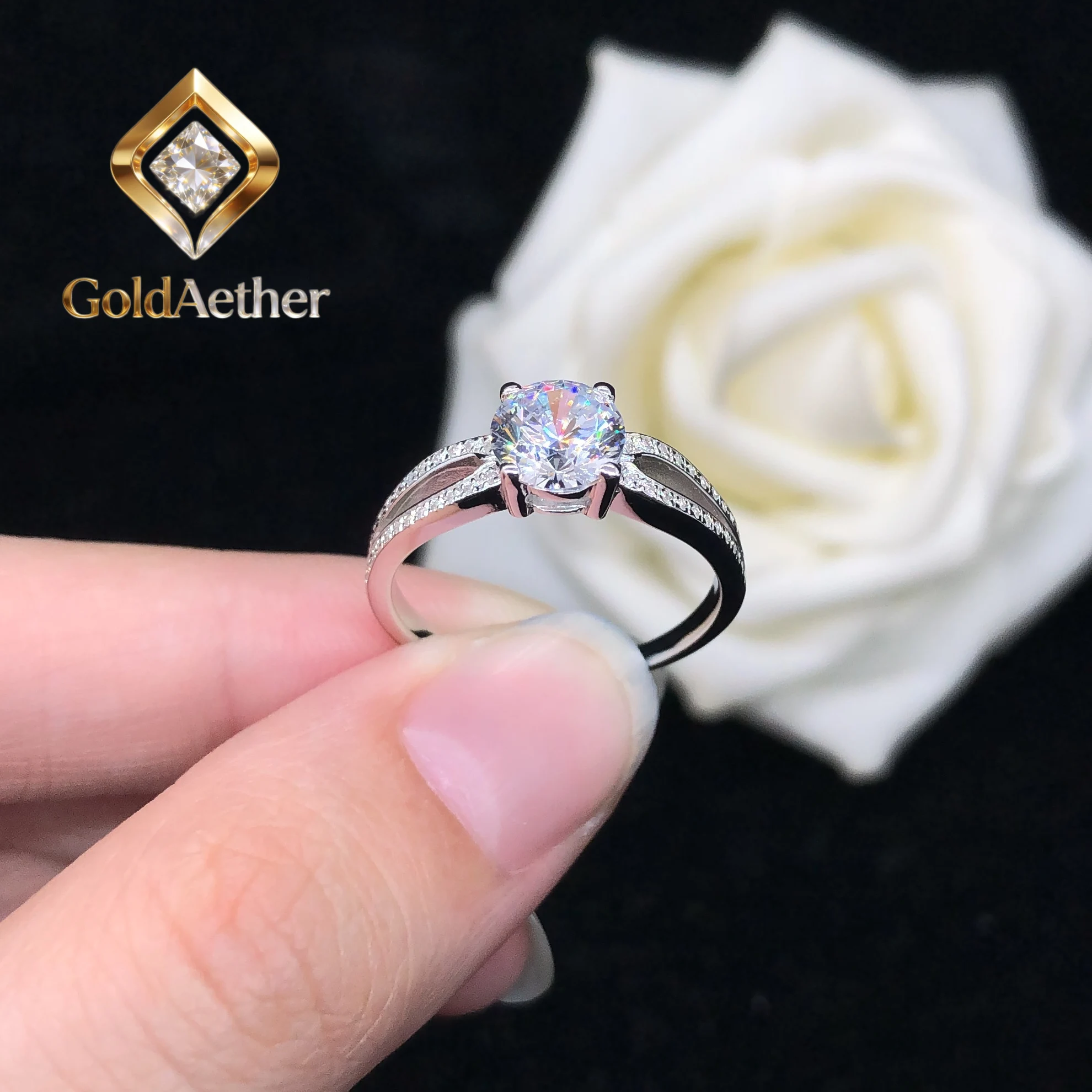 GoldNouveau Test Positive 1CT 6.5mm D Moissanite Diamond Ring AU750 Wedding Ring 18K White Gold Ring for Women
GoldNouveau Test Positive 1CT 6.5mm D Moissanite Diamond Ring AU750 Wedding Ring 18K White Gold Ring for Women