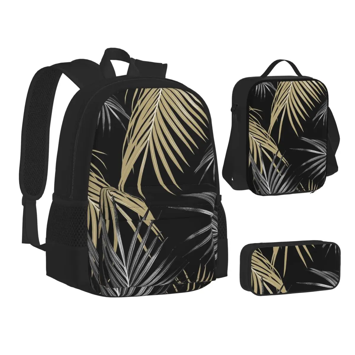 Gold Gray Palm Leaves Dream Backpacks Boys Girls Bookbag School Bags Children Rucksack Lunch Bag Pen Bag Three-Piece Set
Gold Gray Palm Leaves Dream Backpacks Boys Girls Bookbag School Bags Children Rucksack Lunch Bag Pen Bag Three-Piece Set