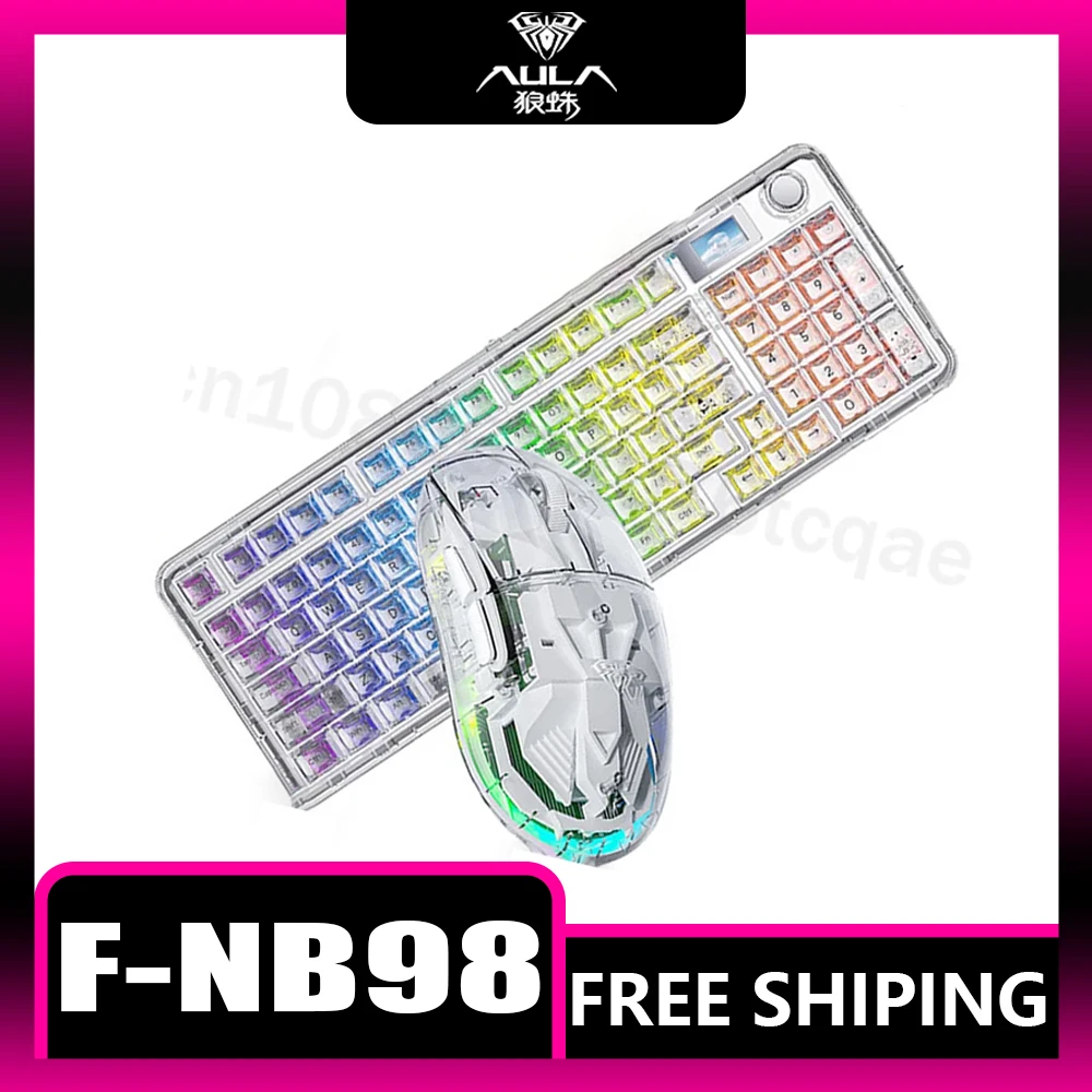 AULA F-NB98 Transparent Mechanical Keyboard Three Mode Screen Multifunctional Knob Keyboard Mouse Set Office E-sports PC Gifts
AULA F-NB98 Transparent Mechanical Keyboard Three Mode Screen Multifunctional Knob Keyboard Mouse Set Office E-sports PC Gifts