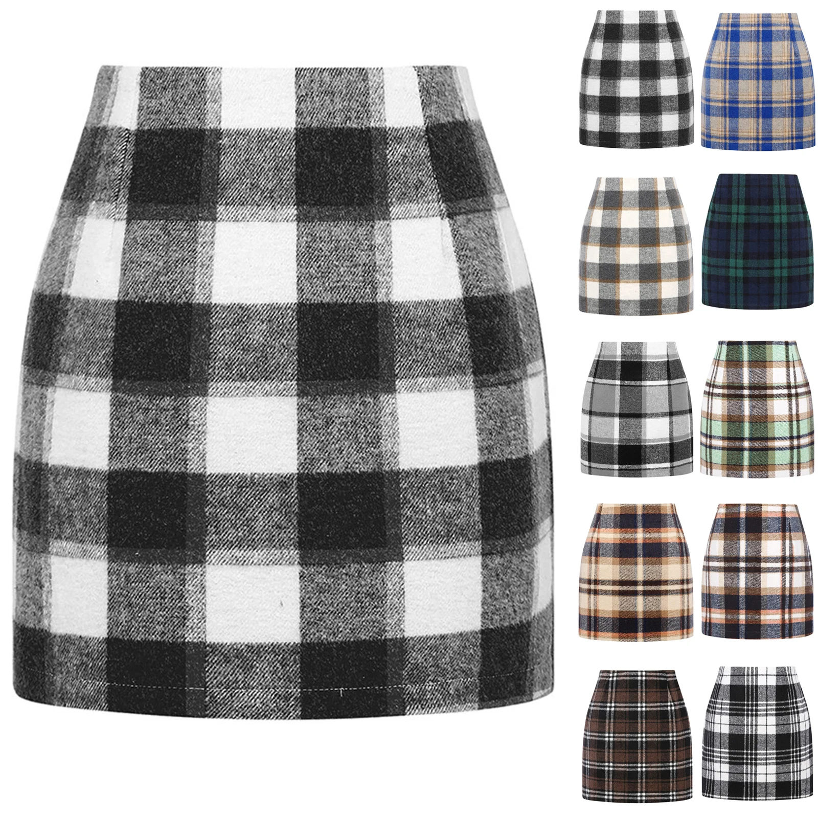 Women's High Waist Plaid Woolen Pencil Skirt Tight Fit Ele Sle Zipper Closure Cotton Blend Ort Length A-line Skirt
Women's High Waist Plaid Woolen Pencil Skirt Tight Fit Ele Sle Zipper Closure Cotton Blend Ort Length A-line Skirt