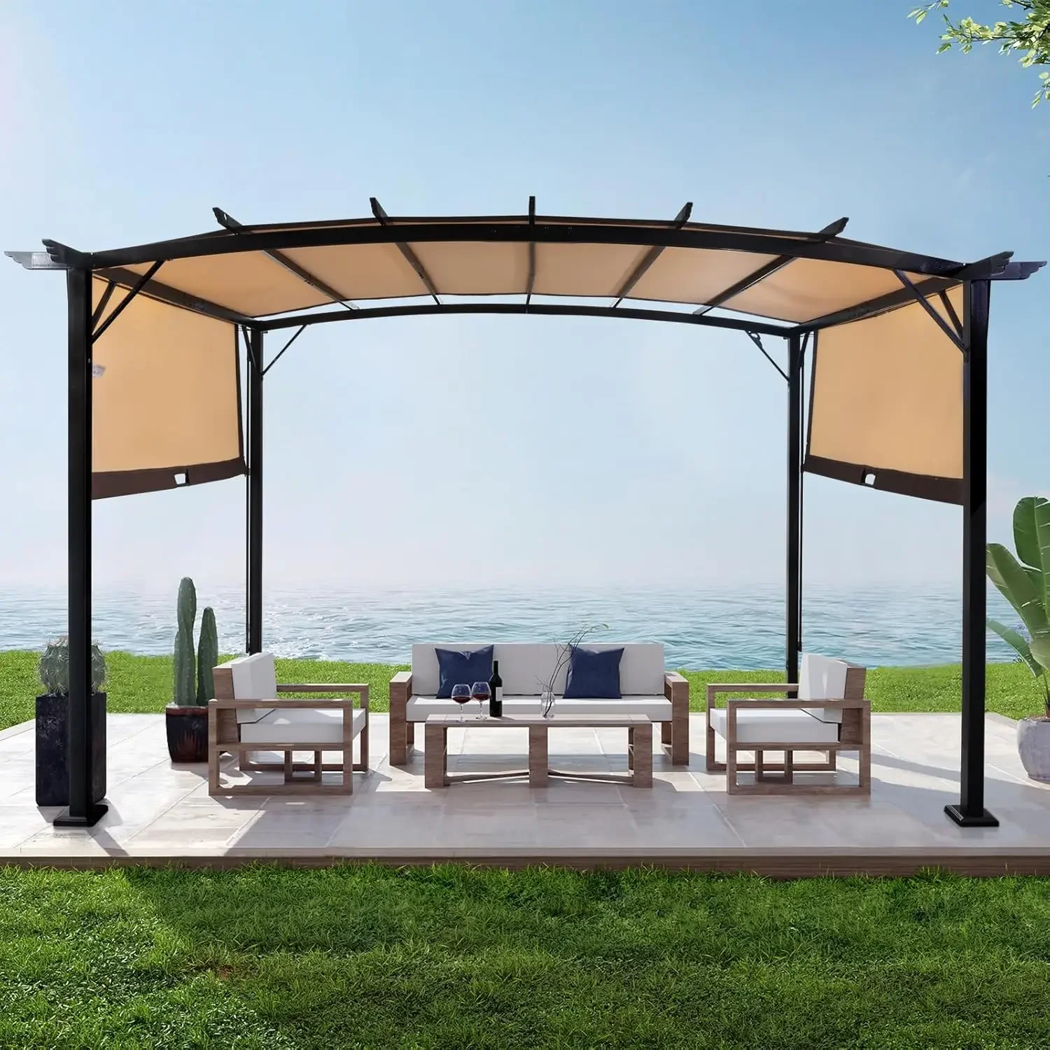 8x12ft Arched Aluminum Gazebo with Adjustable Waterproof Sun Shade Shelter Awning for Garden Lawn Deck
8x12ft Arched Aluminum Gazebo with Adjustable Waterproof Sun Shade Shelter Awning for Garden Lawn Deck