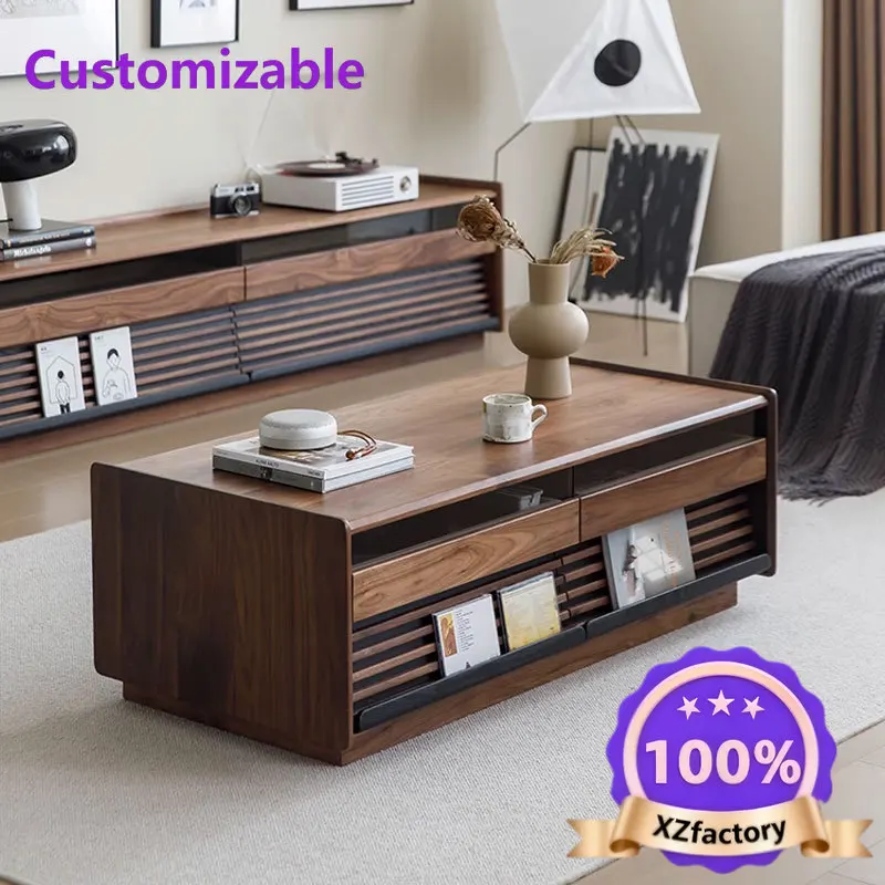 Customizable Nordic solid wood black walnut coffee table
Customizable Nordic solid wood black walnut coffee table