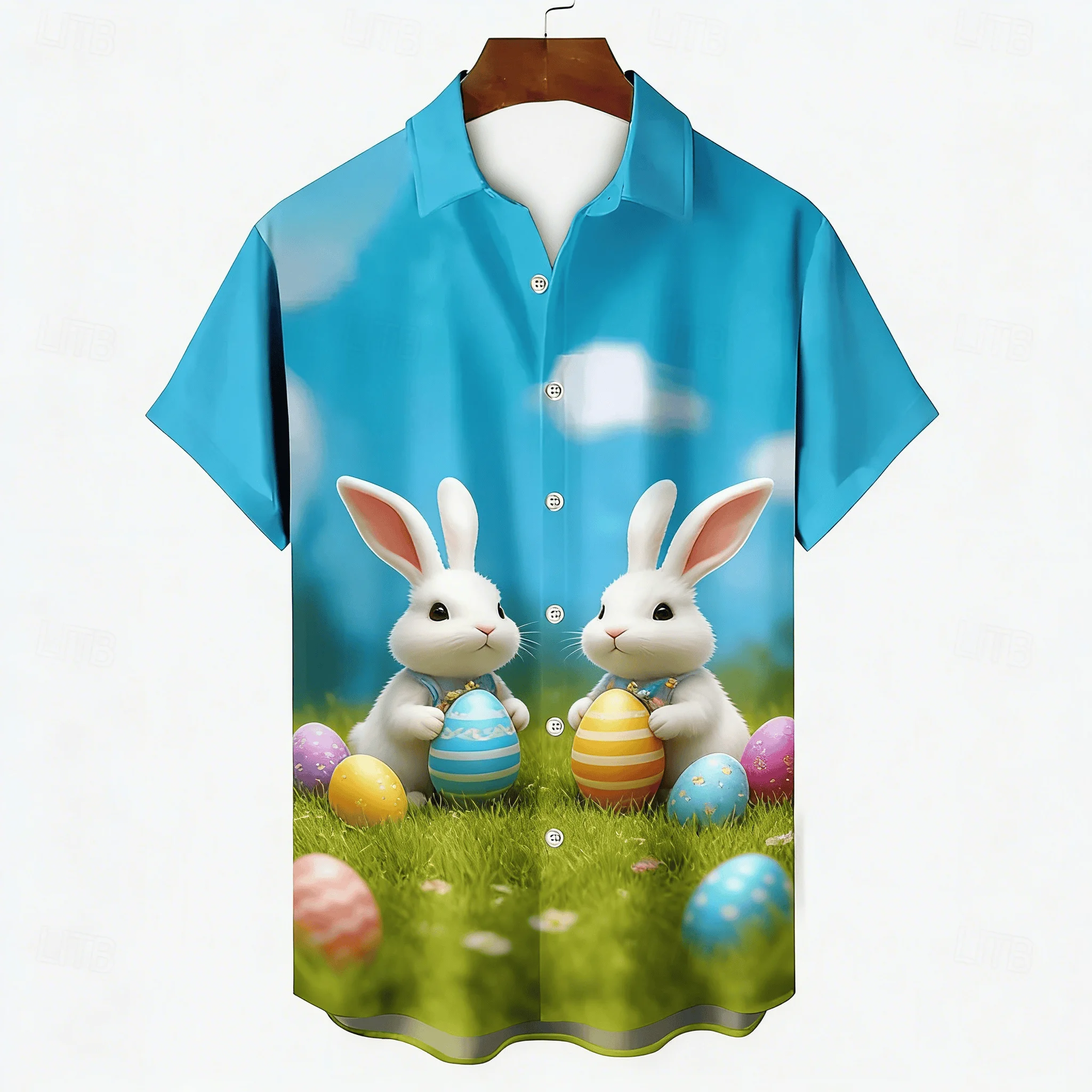 Men's Easter Bunny Egg Print Short Sleeve Shirt, Spring Summer Fresh Cute Casual Top, Pocket Lapel Style
Men's Easter Bunny Egg Print Short Sleeve Shirt, Spring Summer Fresh Cute Casual Top, Pocket Lapel Style